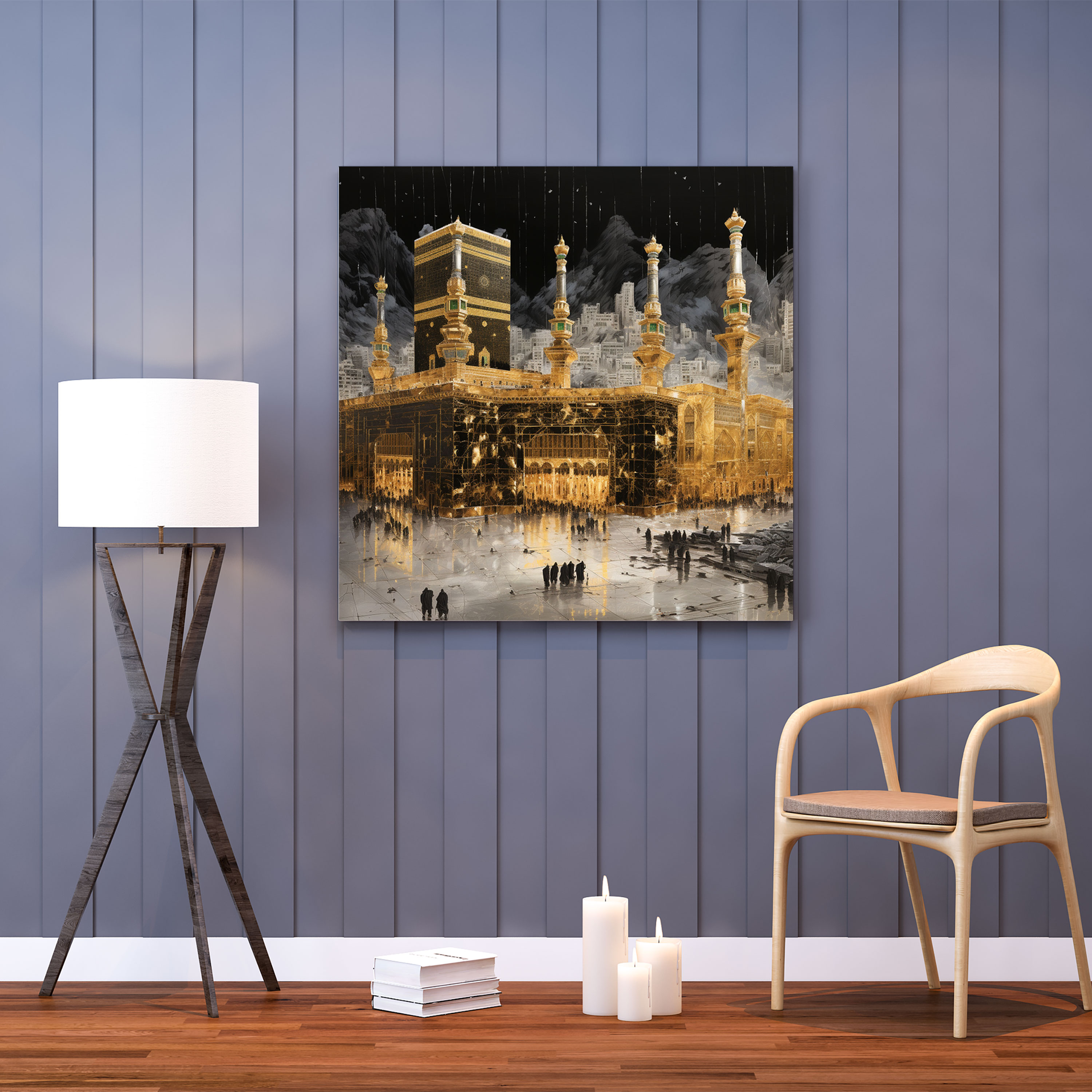 Kaaba Metallic Foil Wall Art - Kaaba, Golden Facade, Canvas Print, Metallic Foil Artwork