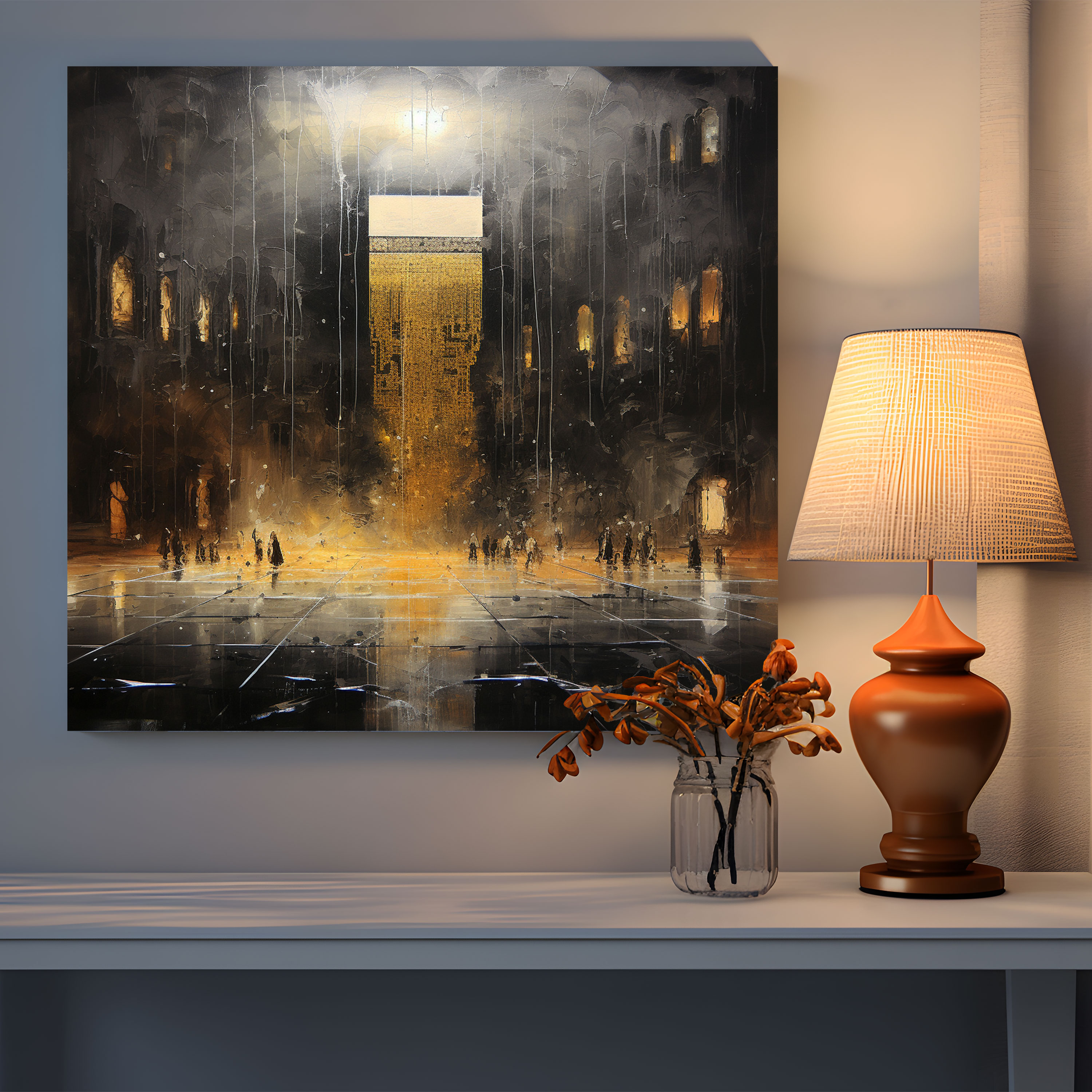Kaaba Contemporary Canvas Print - Kaaba, Wall Decoration, Abstract Representation, Wall Art