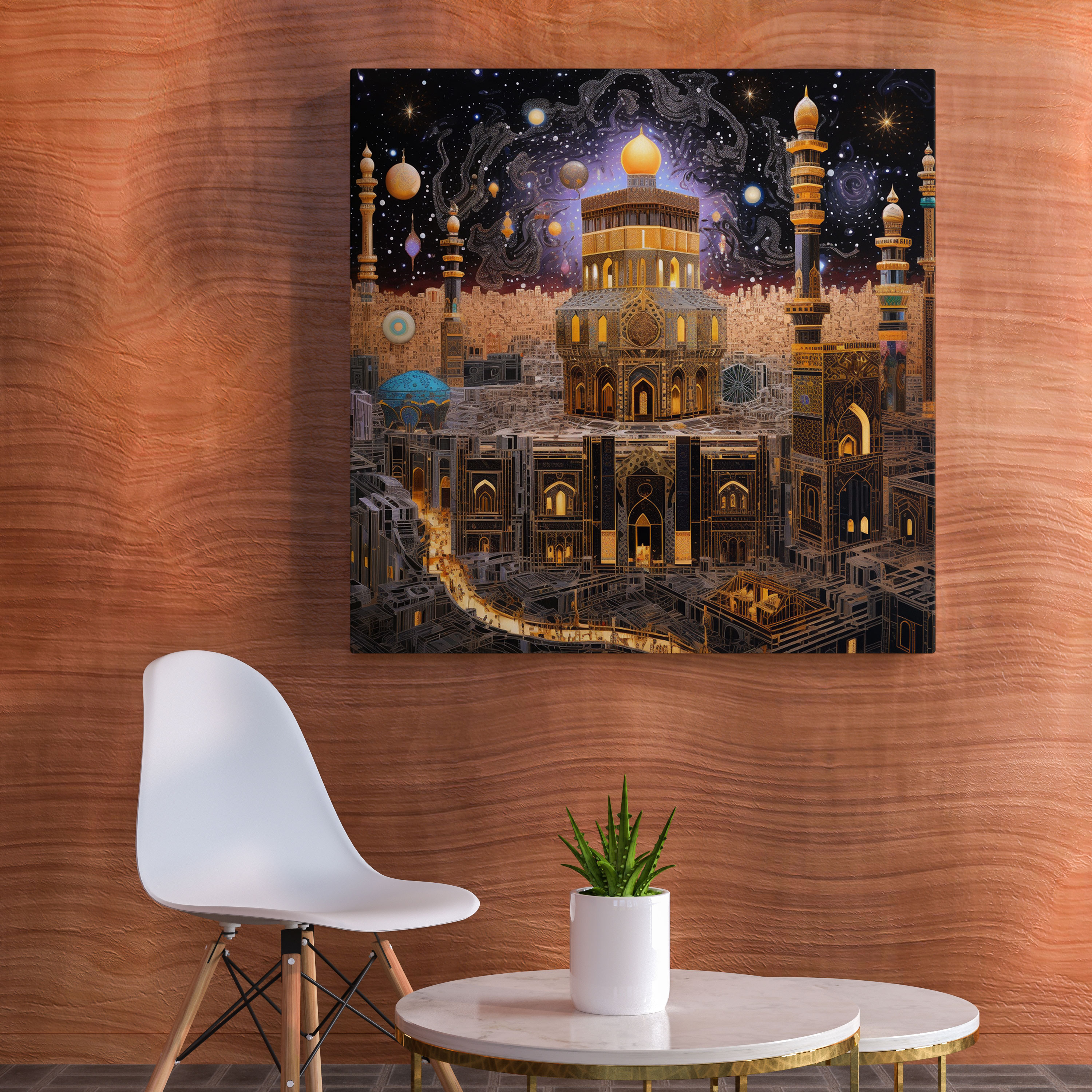 Kaaba Canvas Print - Mosaic Art Wall Decoration - Kaaba, Wall Art, Kaaba, Visually Captivating