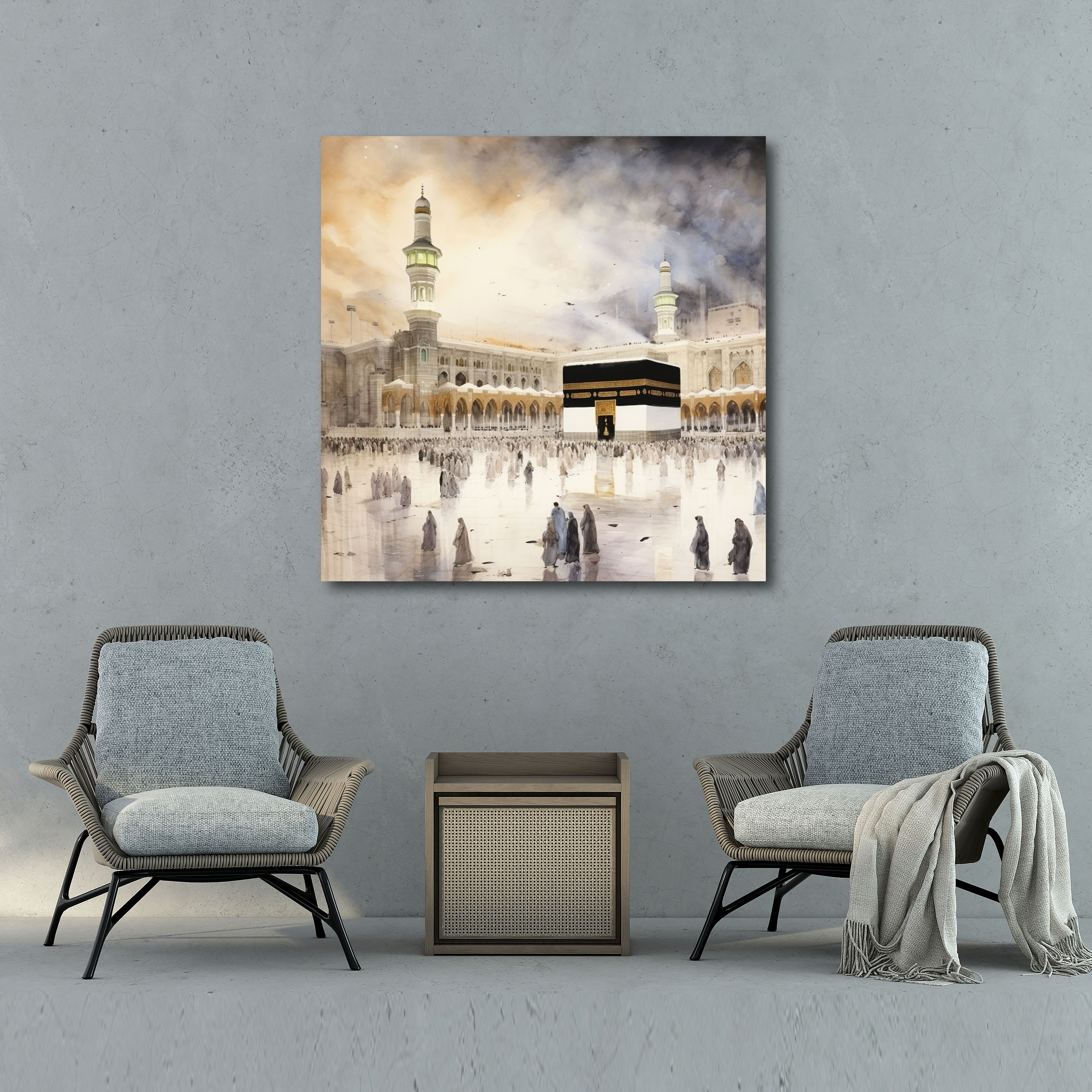 Kaaba Canvas Print - Kaaba, Watercolor Painting, Canvas Print, Wall Art