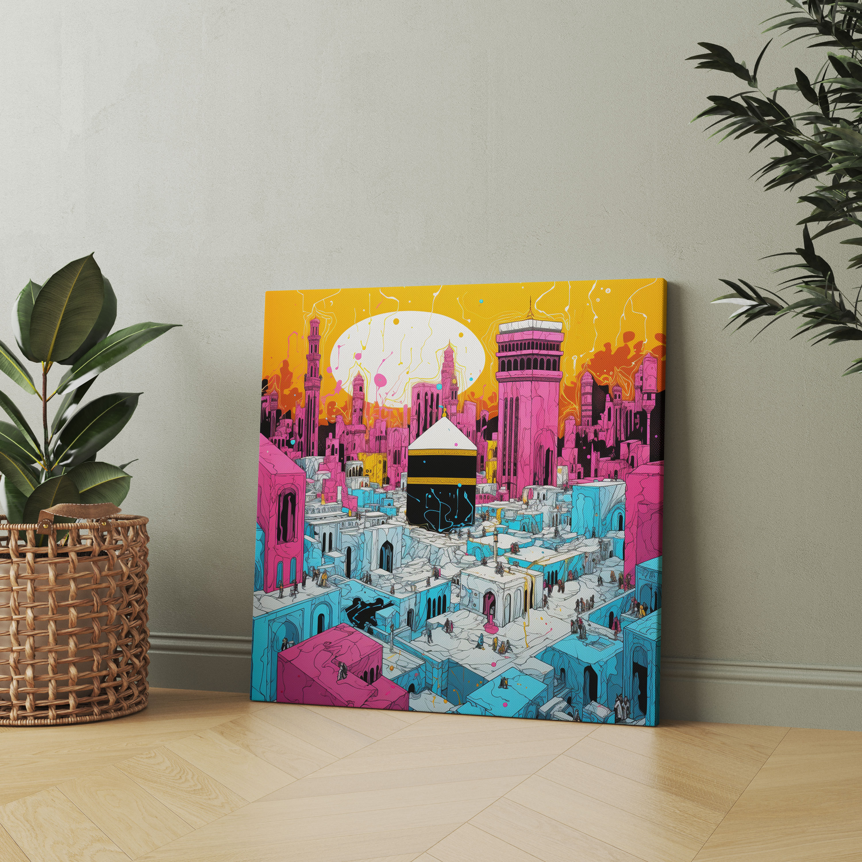 Kaaba Pop Art Canvas Print - Kaaba, Home Decoration, Pop Art-Inspired Print, Vibrant Colors