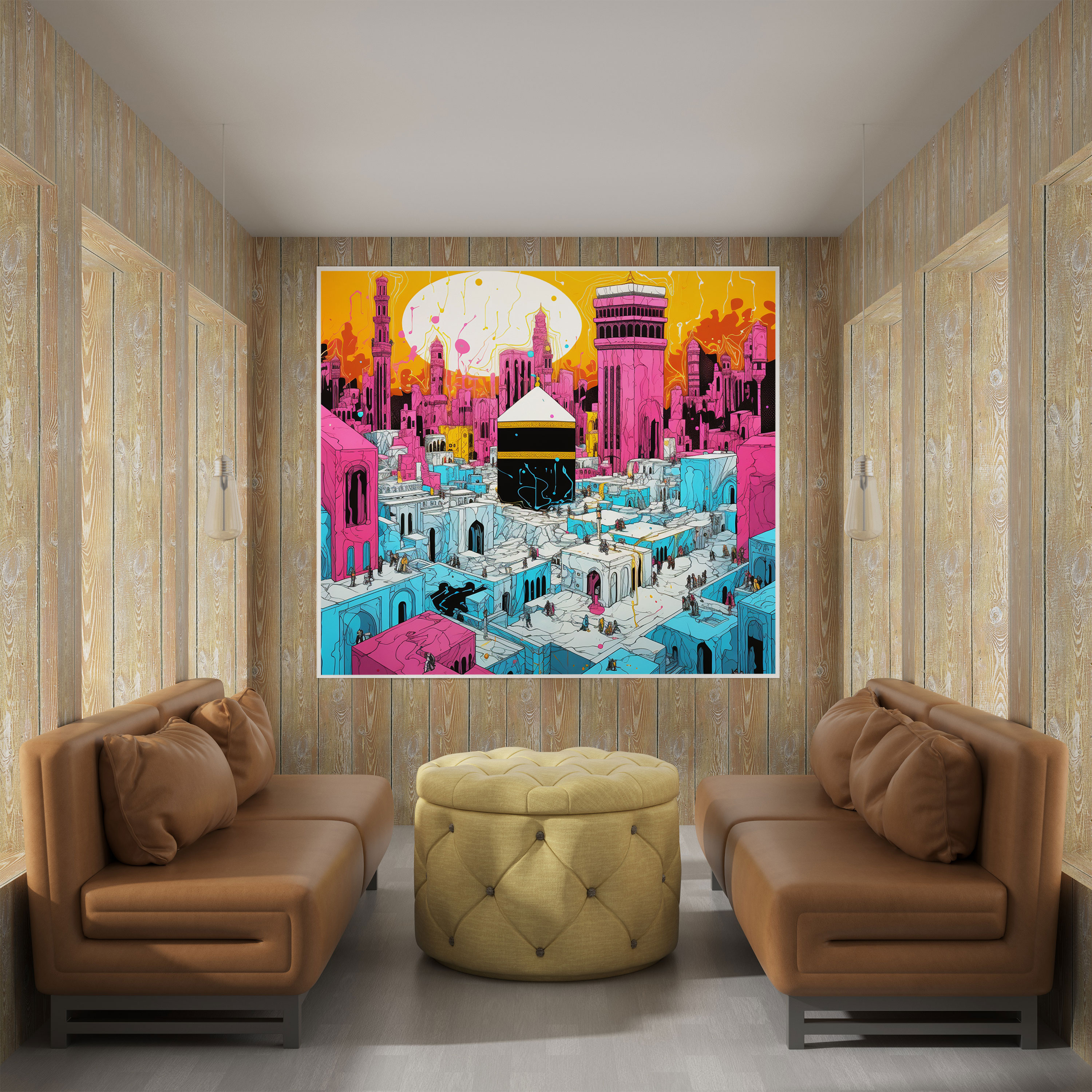 Kaaba Pop Art Canvas Print - Kaaba, Home Decoration, Pop Art-Inspired Print, Vibrant Colors