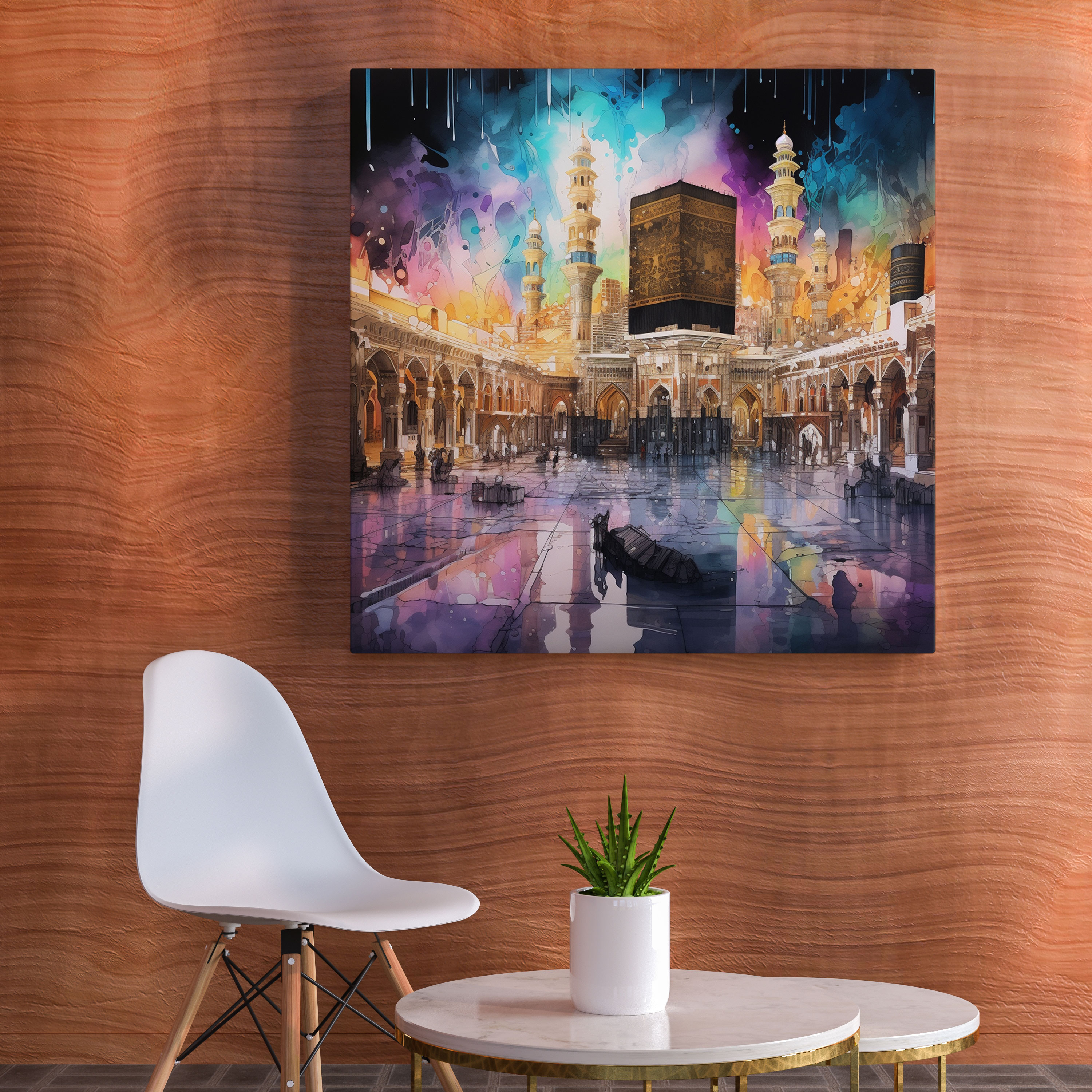 Kaaba Kanvas Tablo - Sanatsal Suluboya Resim - Duvar Sanatı - Kaaba Kanvas Kanvas Tablo Duvar Dekorasyonu