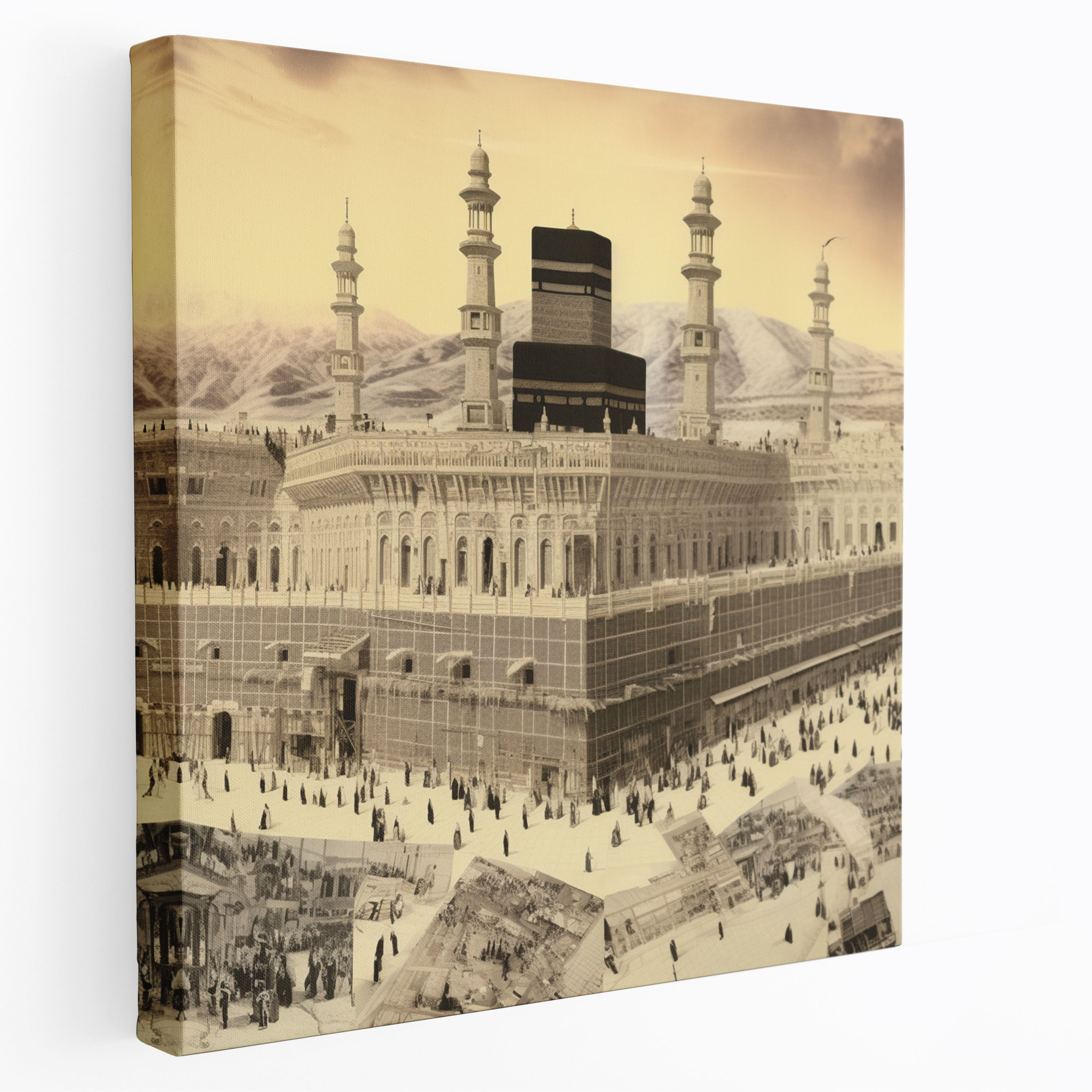 Kaaba Wall Decoration - Vintage Photograph Collage - Canvas Print - Kaaba, Historical Significance, Canvas Print, Collage