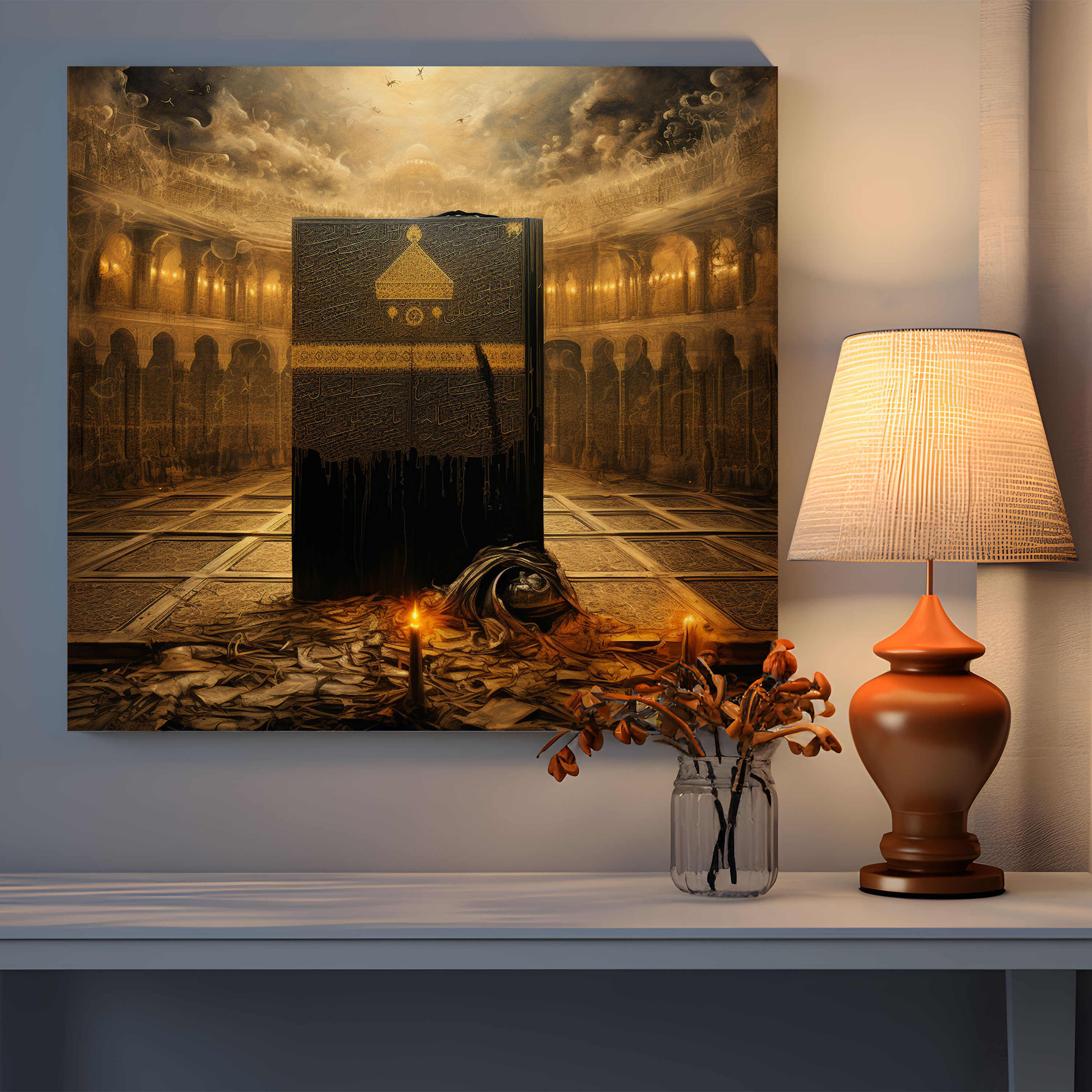 Kaaba Wall Decoration - Kaaba, Islamic Calligraphy, Canvas, Elegant Script