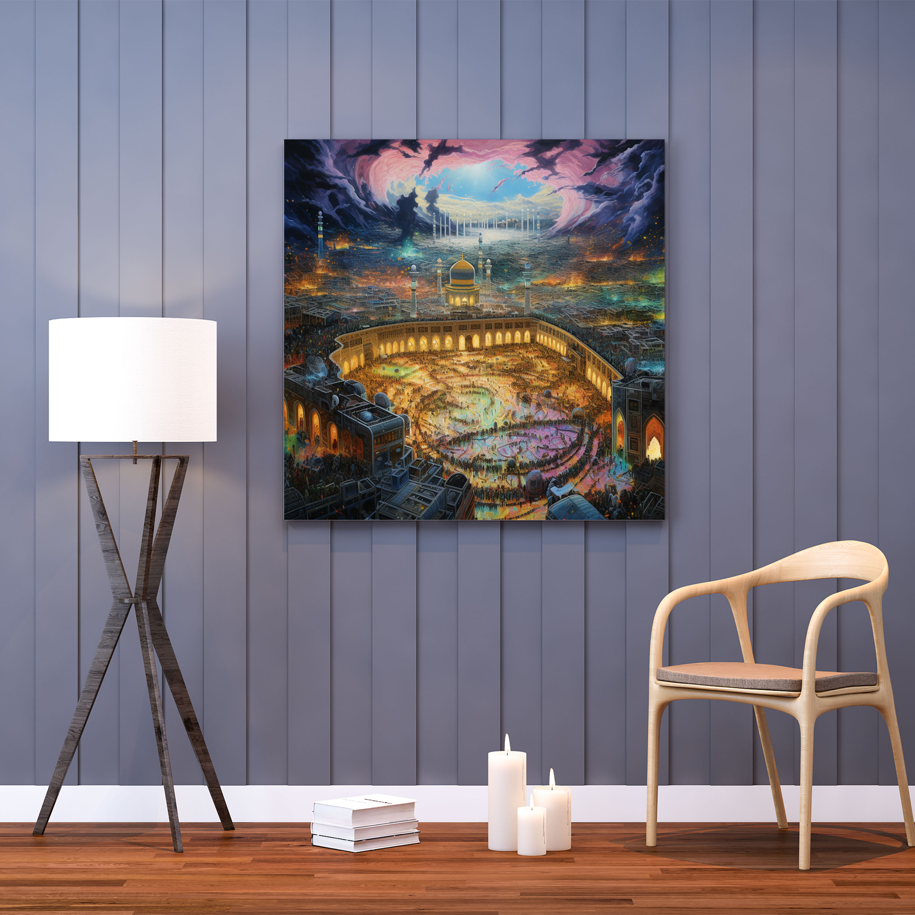 Kaaba Canvas Print - Vibrant And Colorful Painting - Kaaba, Vibrant, Painting, Canvas Wall Art