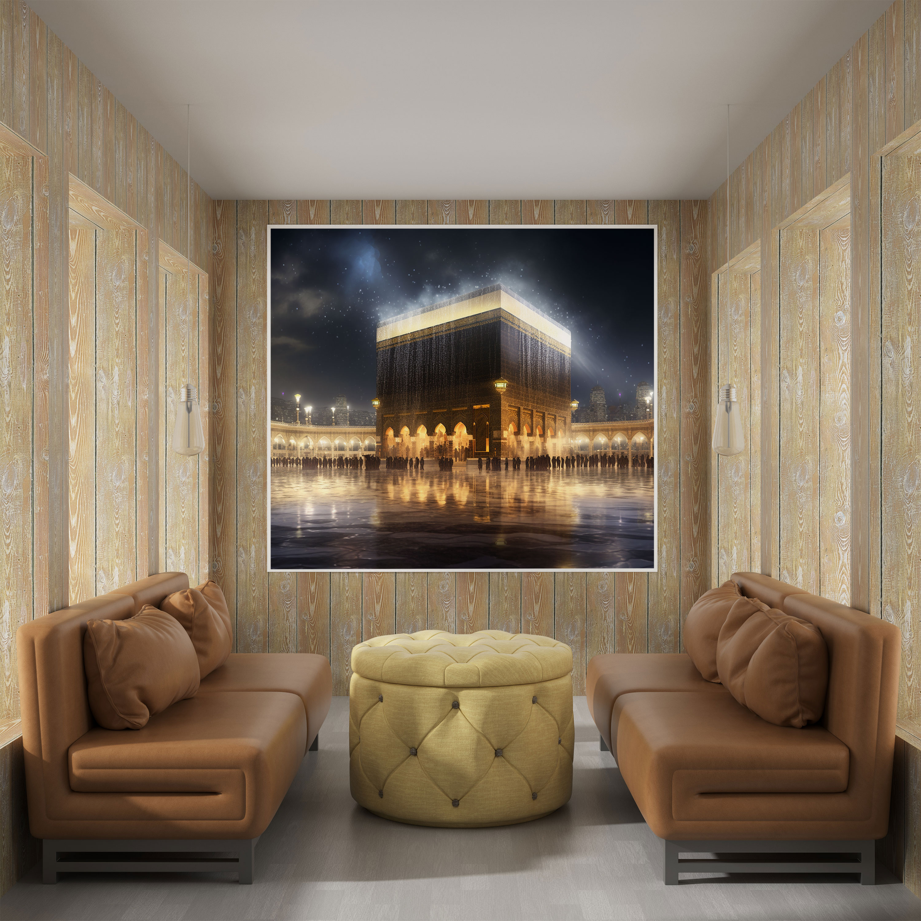 Kaaba Canvas Print - Photorealistic Digital Image - Kaaba, Canvas, Night, Canvas Wall Art