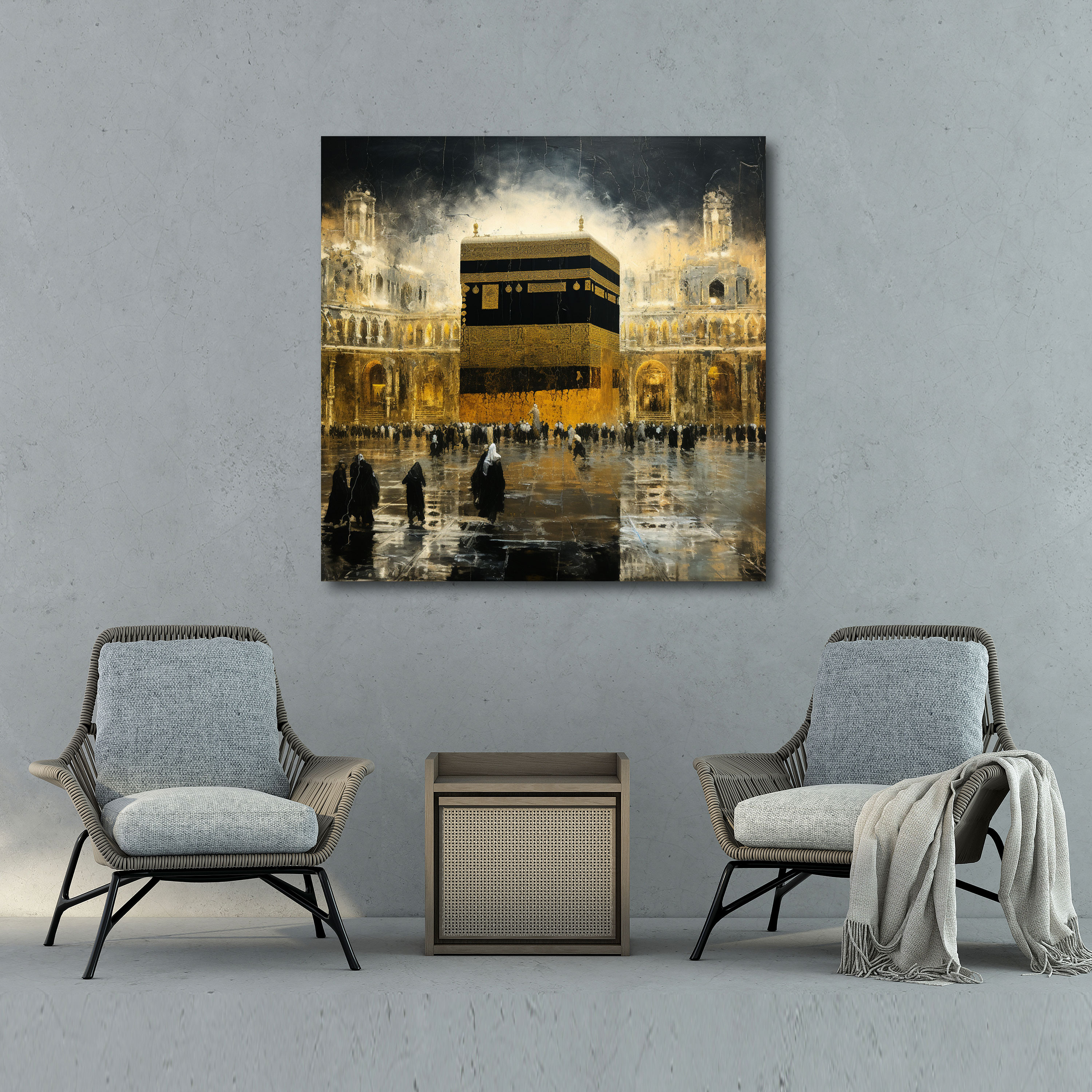 Kaaba Wall Art - Contemporary Mixed Media Artwork - Kaaba, Home Decoration, Canvas Wall Art, Wall Art