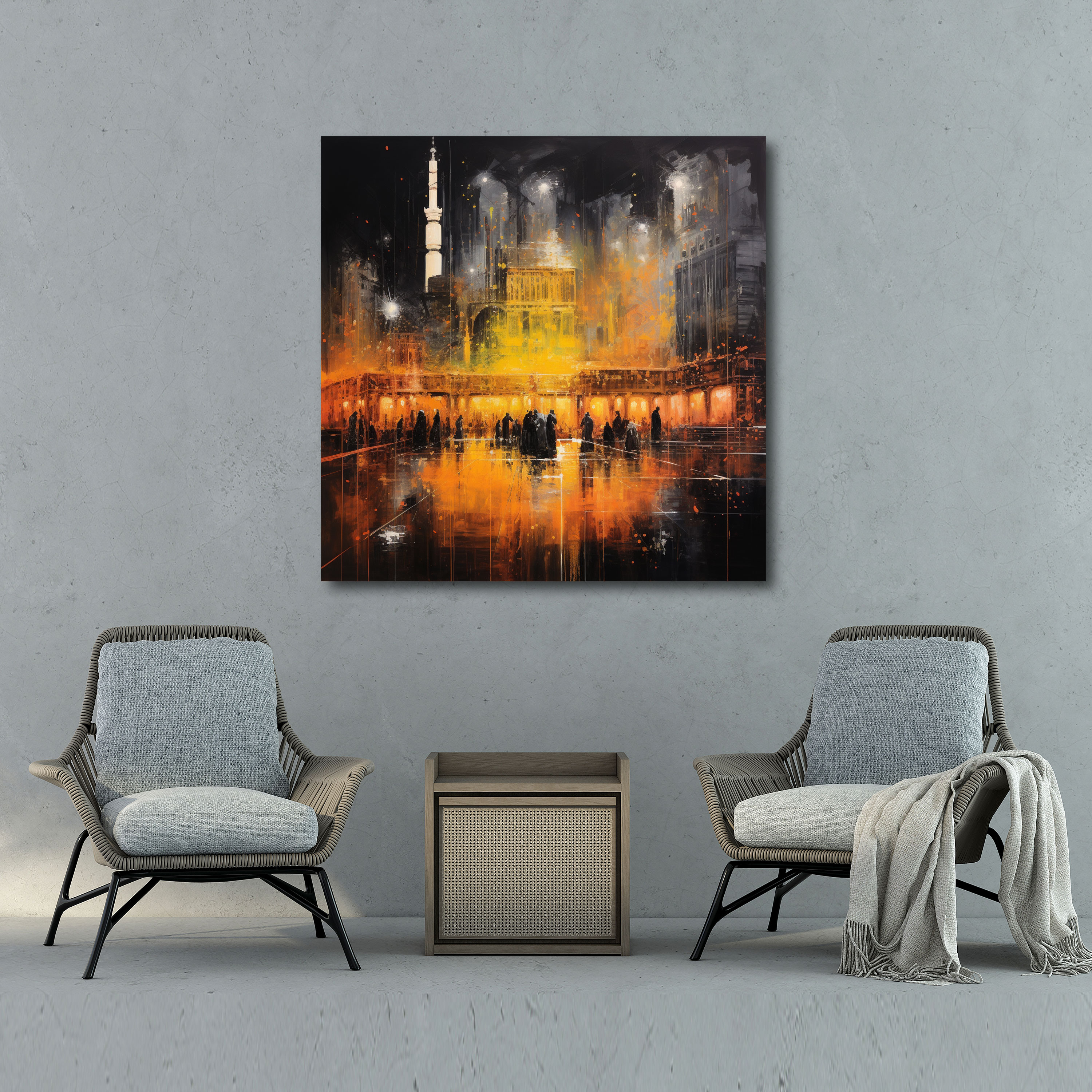 Kaaba Wall Art - Kaaba, Contemporary Abstract Painting, Canvas Wall Art, Spiritual Essence