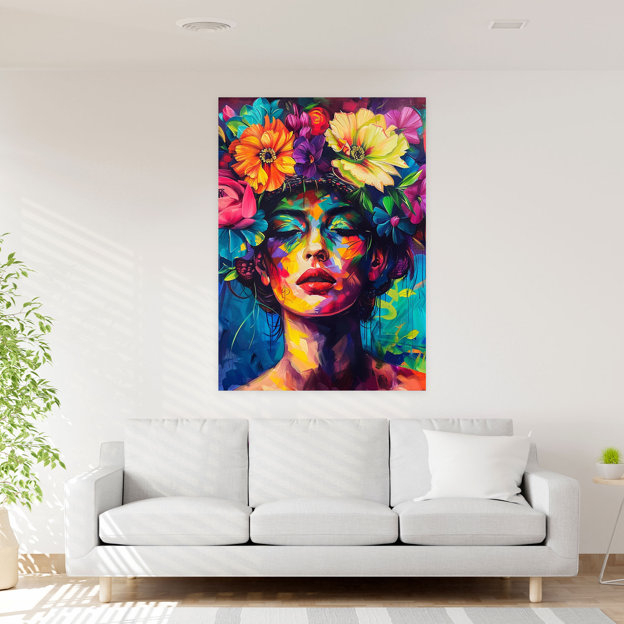 Frida Kahlo Tarzı Kanvas Tablo - Ev Dekorasyonu