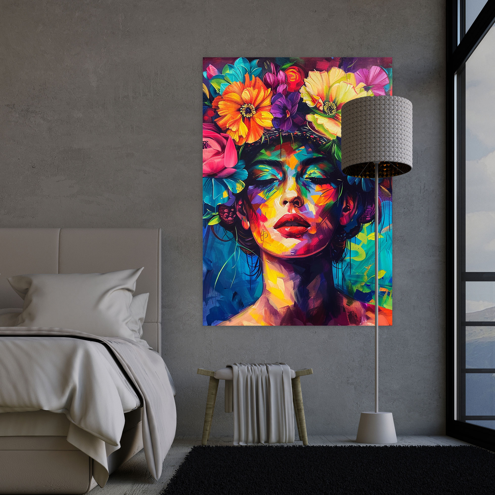 Frida Kahlo Tarzı Kanvas Tablo - Ev Dekorasyonu