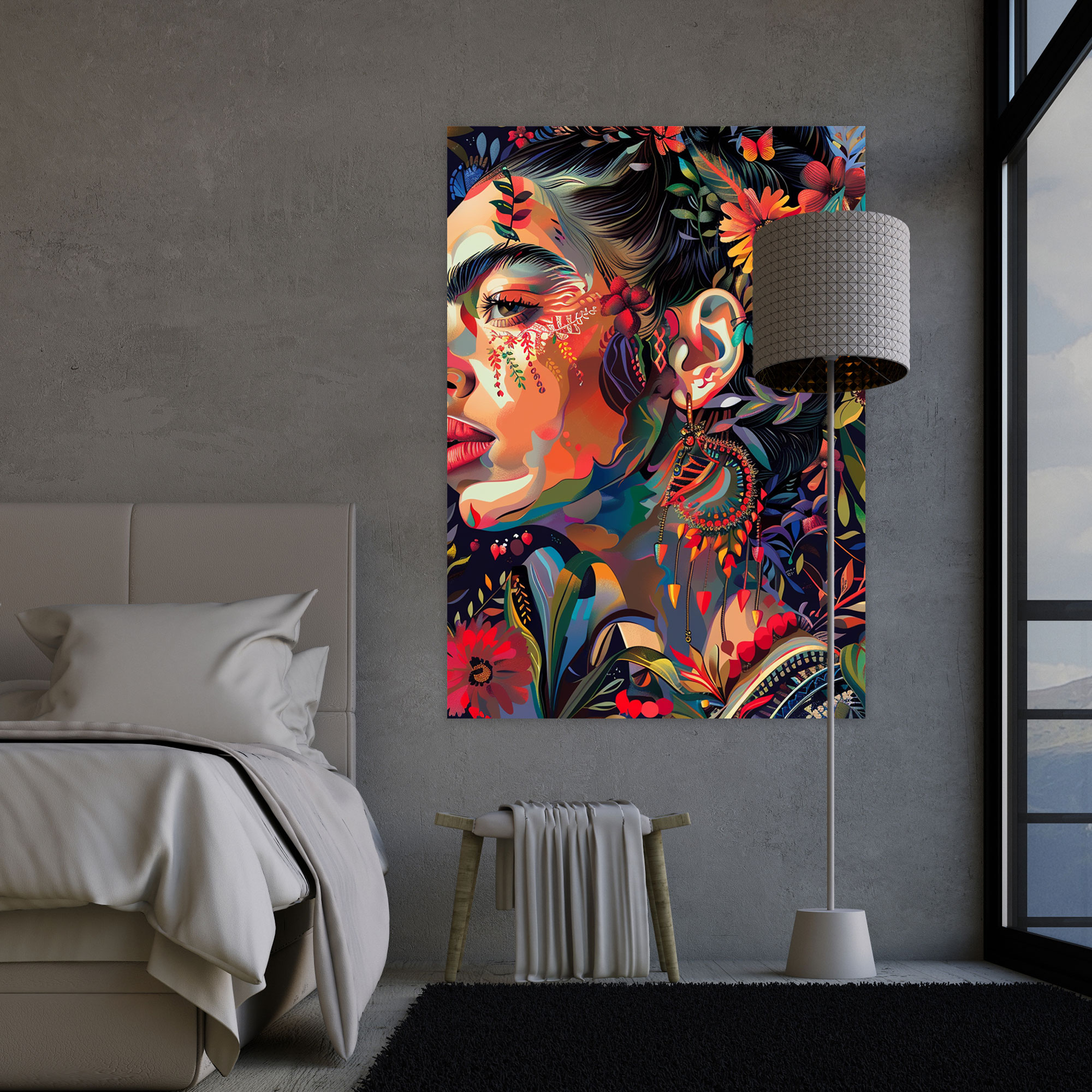 Frida Kahlo Tarzı Kanvas Tablo - Frida Kahlo Duvar Sanatı Ev Dekorasyonu