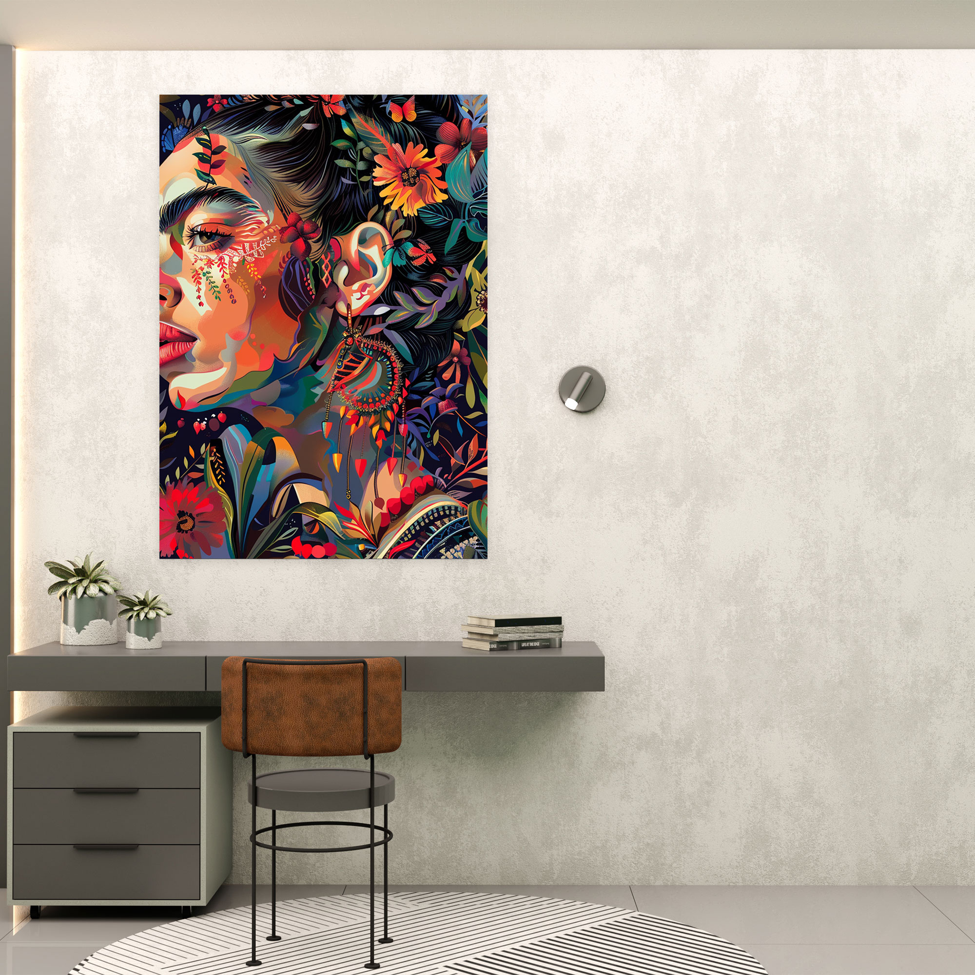 Frida Kahlo Tarzı Kanvas Tablo - Frida Kahlo Duvar Sanatı Ev Dekorasyonu