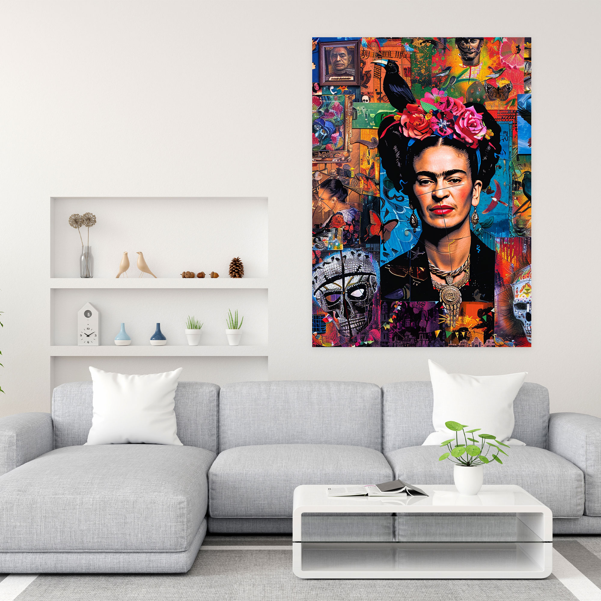Frida Kahlo Tarzı Kanvas Tablo - Frida Kahlo Kanvas Duvar Sanatı Duvar Dekorasyonu