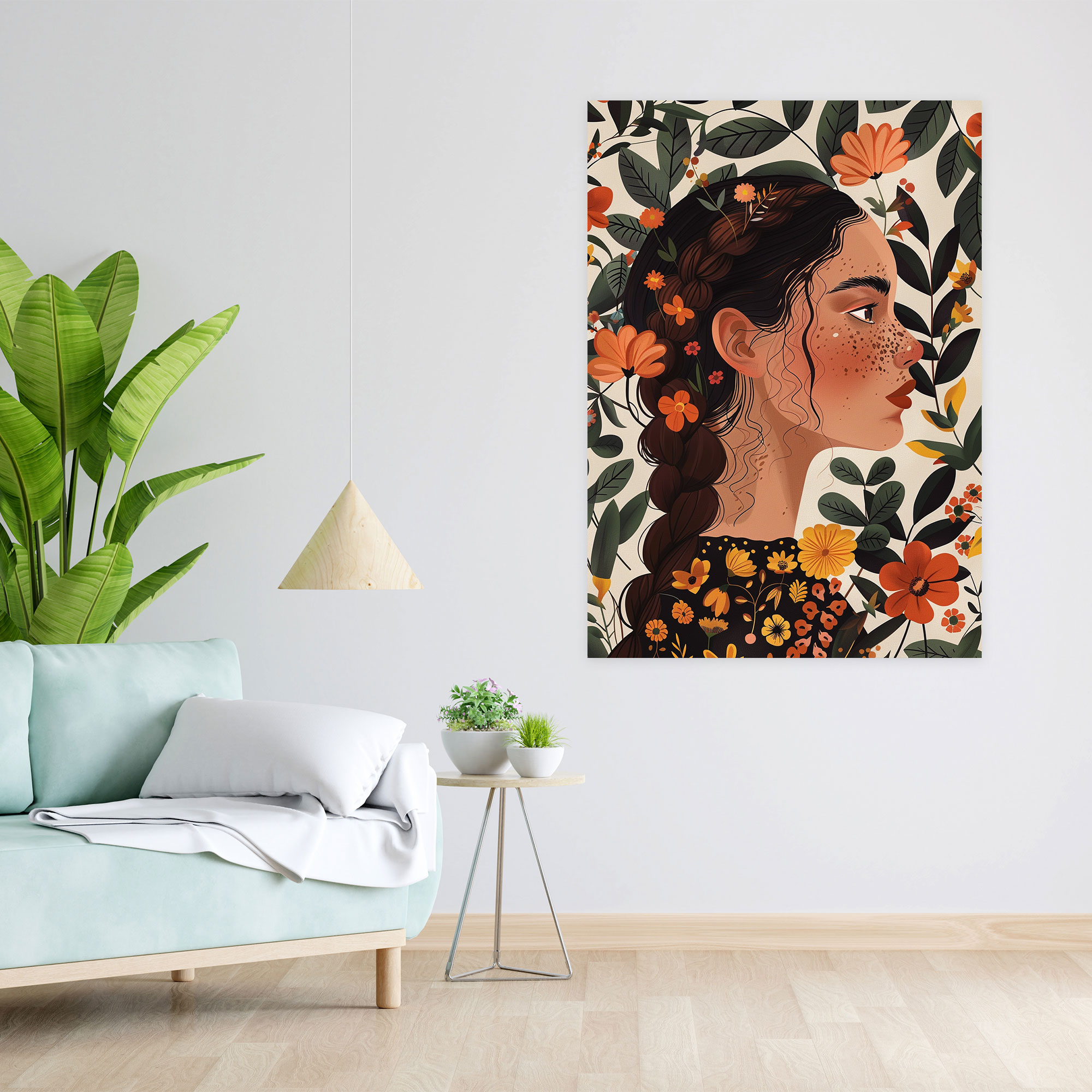 Frida Kahlo Style Canvas Print - Frida Kahlo, Wall Art, Canvas, Wall Decoration
