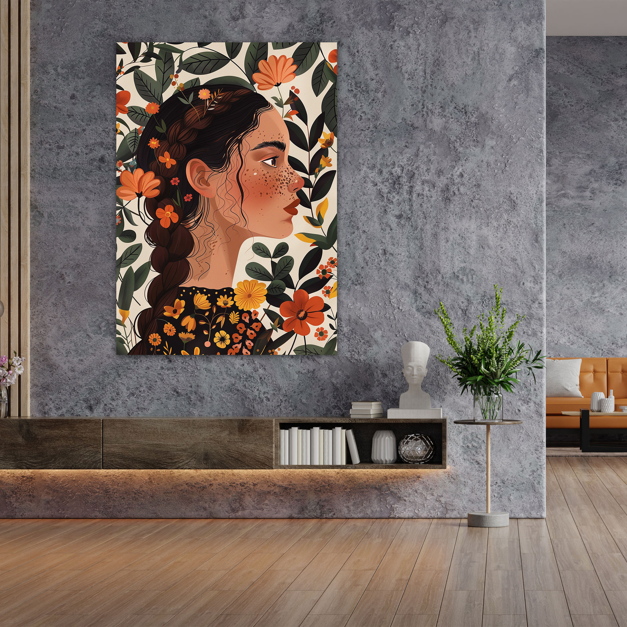 Frida Kahlo Style Canvas Print - Frida Kahlo, Wall Art, Canvas, Wall Decoration