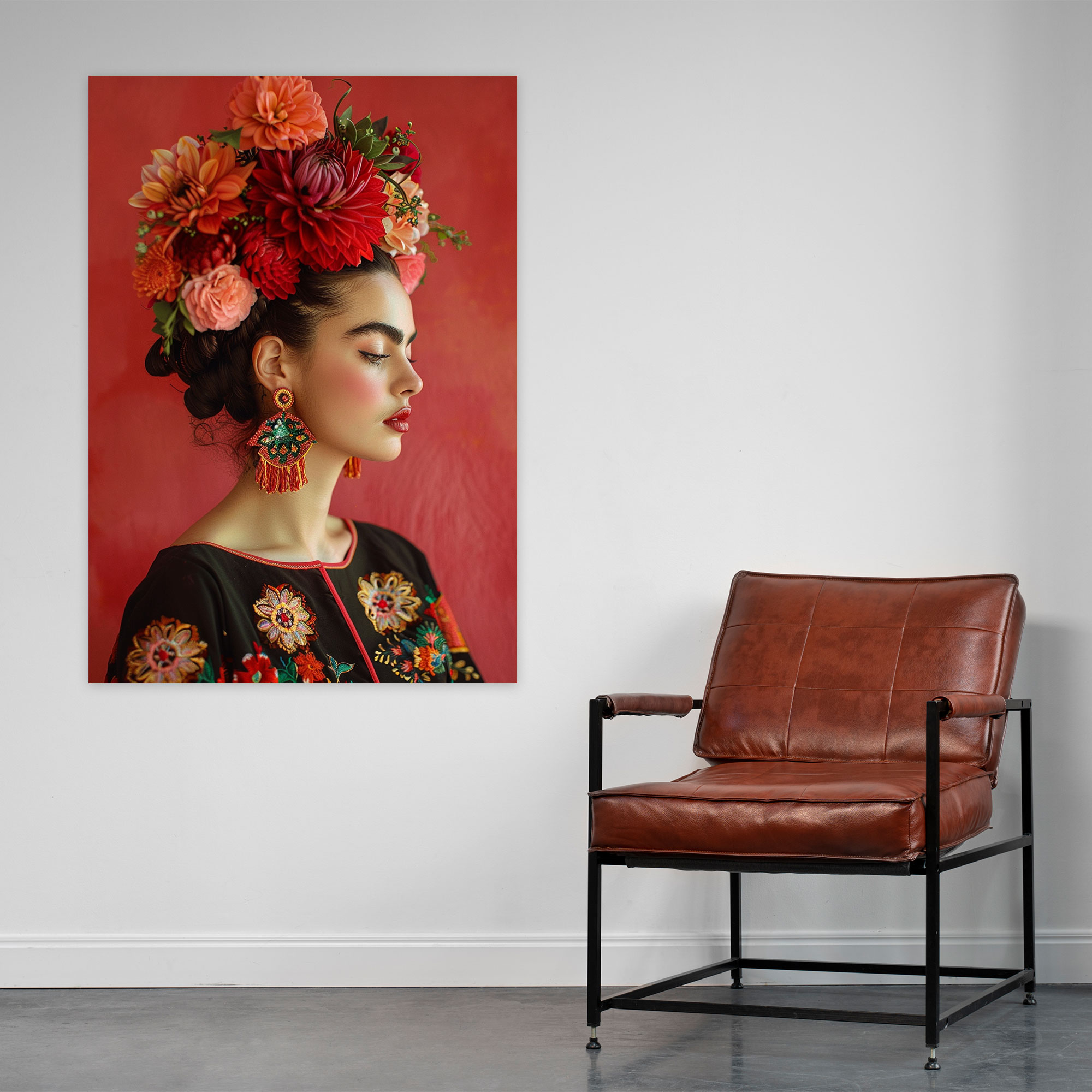 Frida Kahlo Style Canvas Print - Frida Kahlo, Wall Art, Home Decoration, Frida Kahlo Style