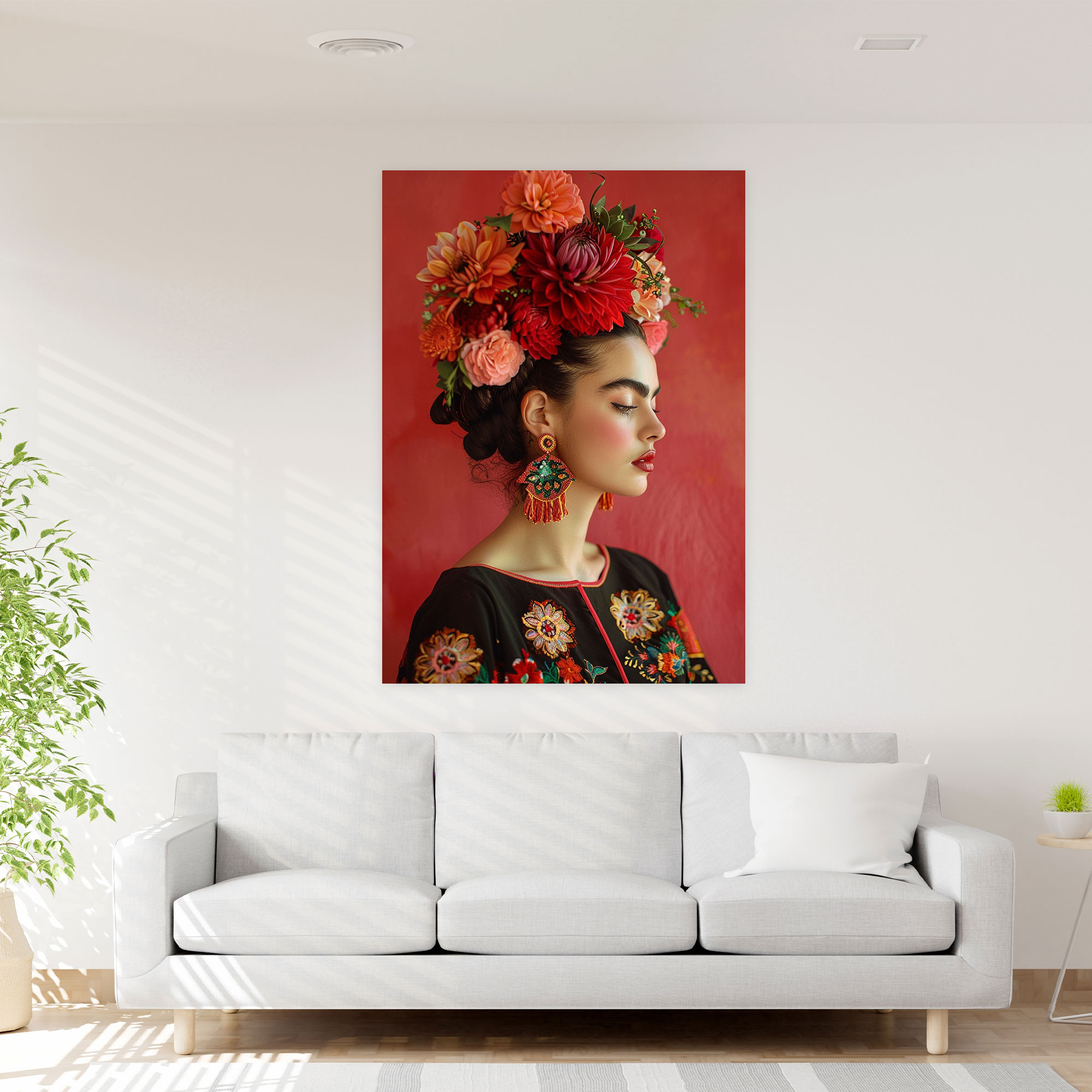Frida Kahlo Style Canvas Print - Frida Kahlo, Wall Art, Home Decoration, Frida Kahlo Style