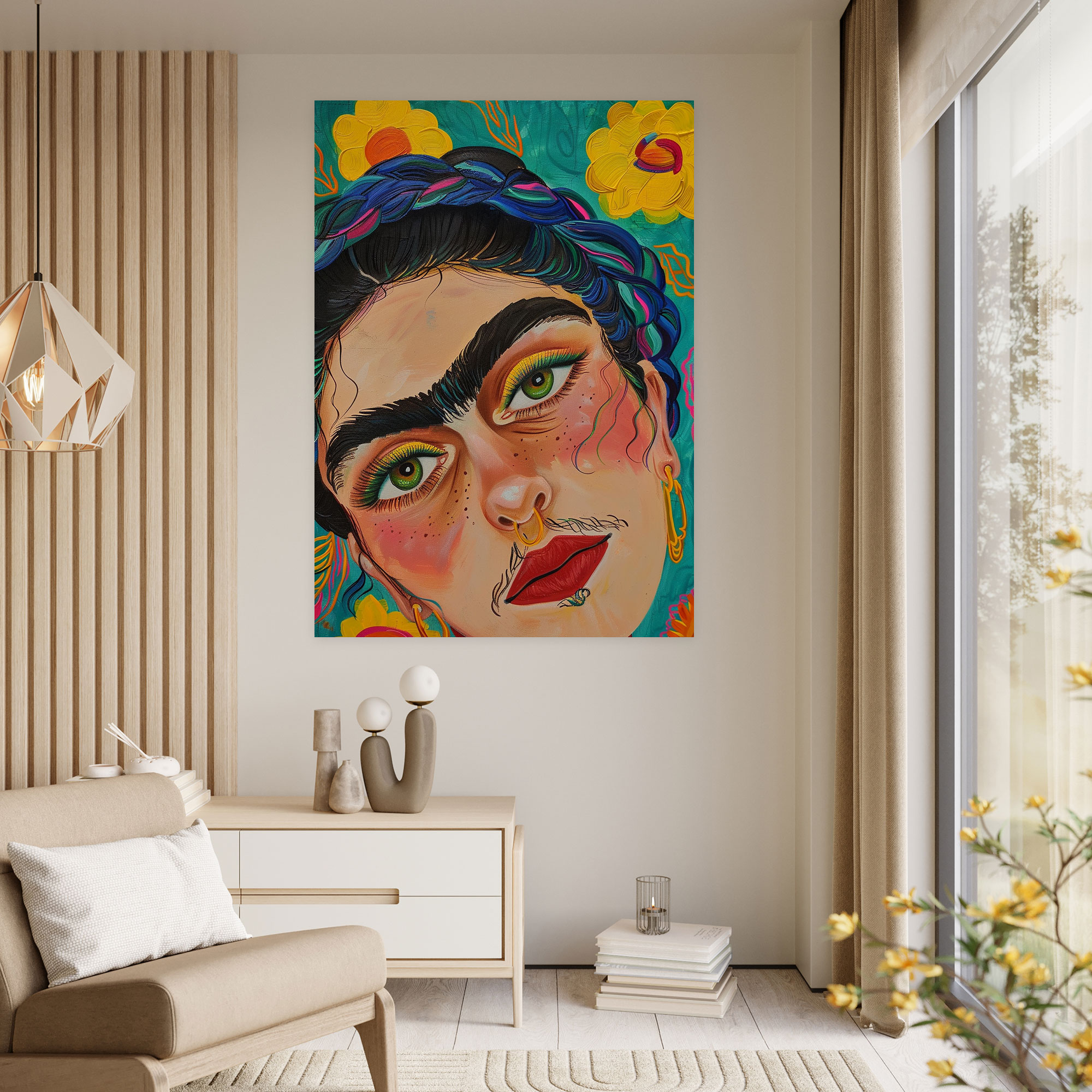 Frida Kahlo Tarzı Kanvas Tablo - Duvar Sanatı