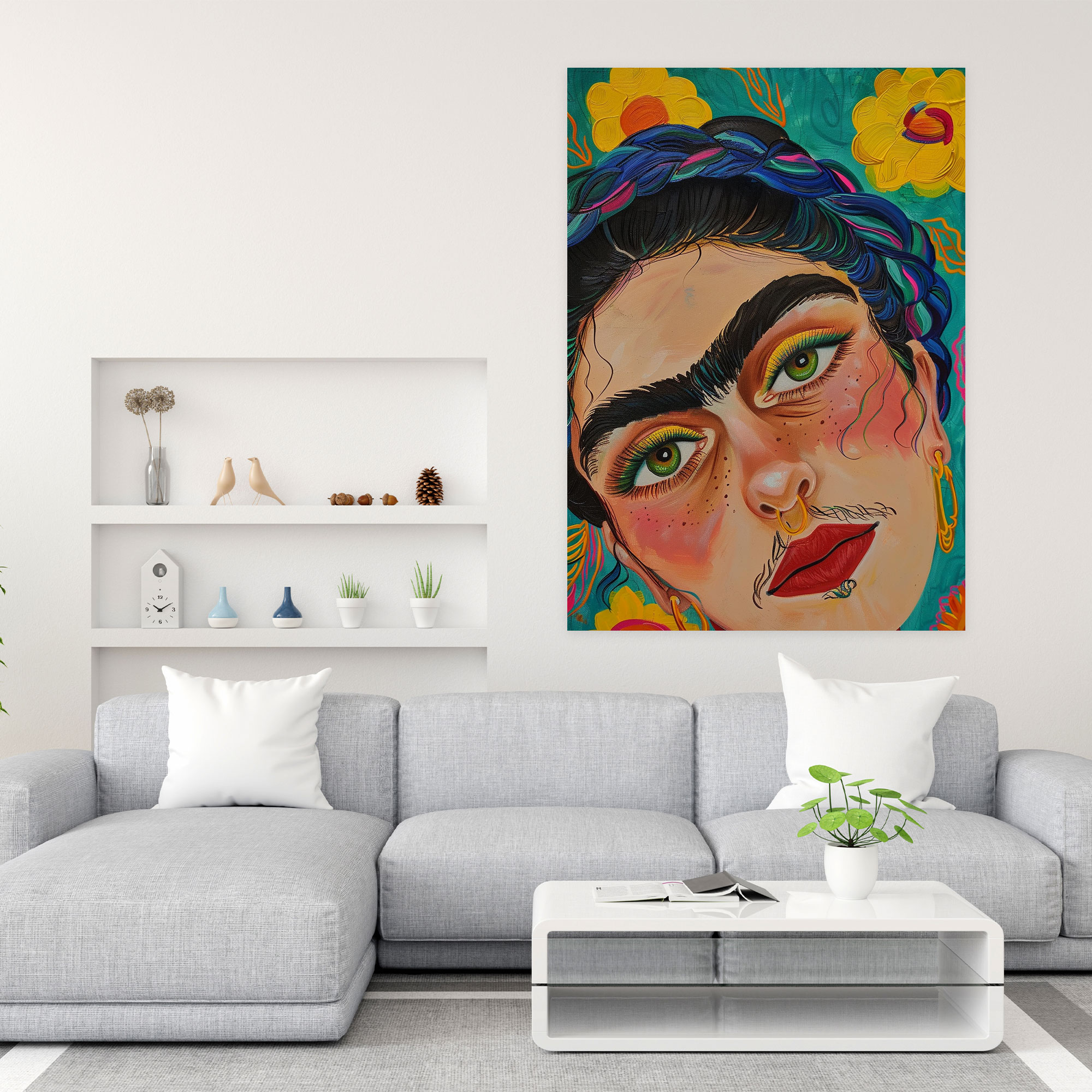Frida Kahlo Tarzı Kanvas Tablo - Duvar Sanatı