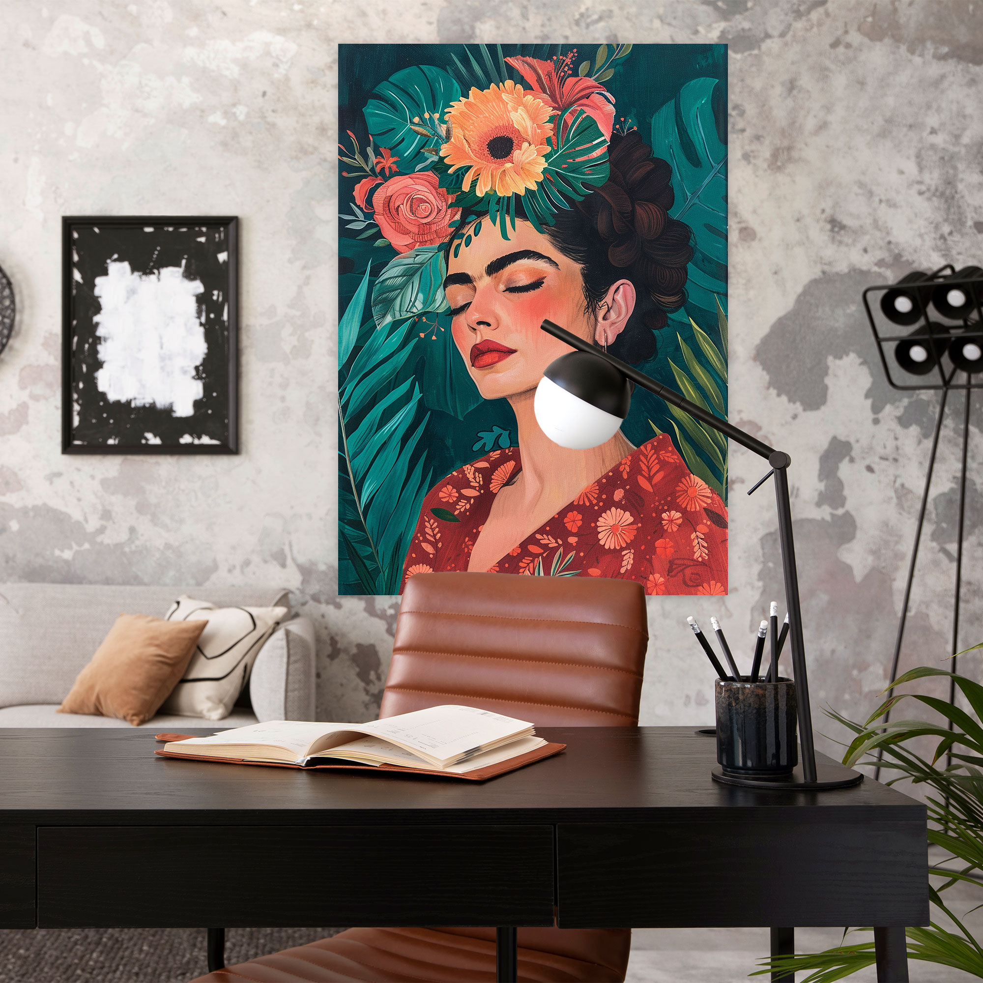 Frida Kahlo Tarzı Duvar Dekorasyonu - Frida Kahlo Duvar Sanatı Kanvas Tablo
