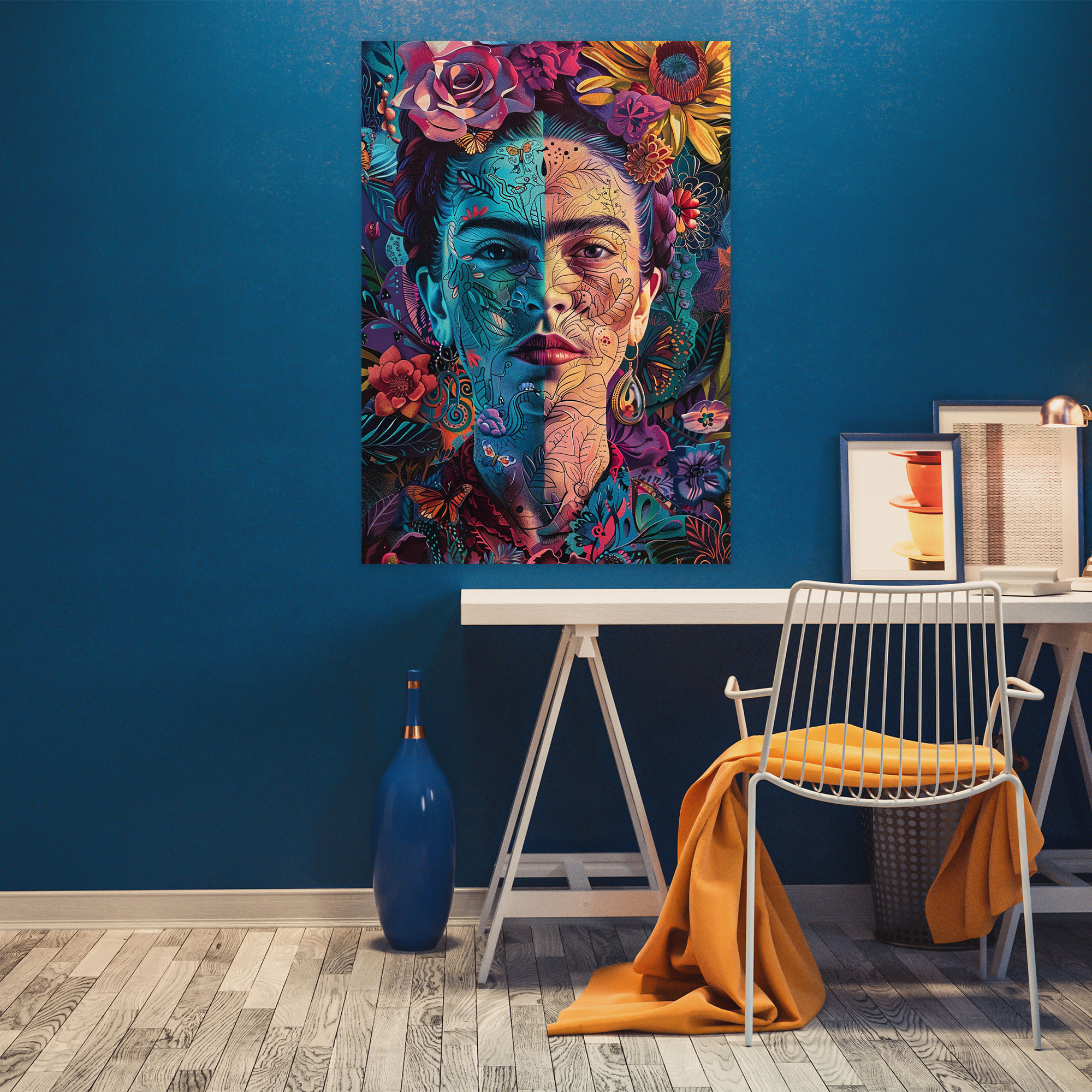 Vibrant Frida Kahlo Style Wall Art - Frida Kahlo, Canvas, Frida Kahlo Style, Wall Art