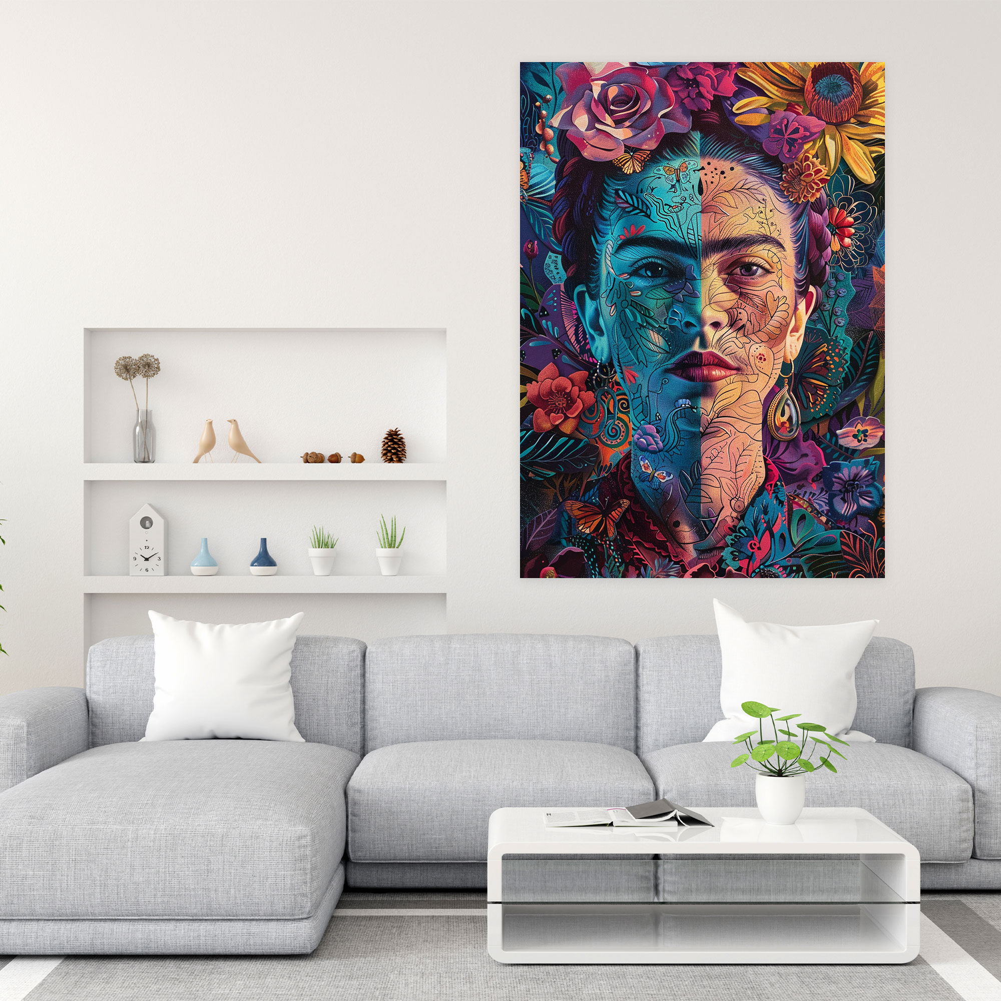 Vibrant Frida Kahlo Style Wall Art - Frida Kahlo, Canvas, Frida Kahlo Style, Wall Art