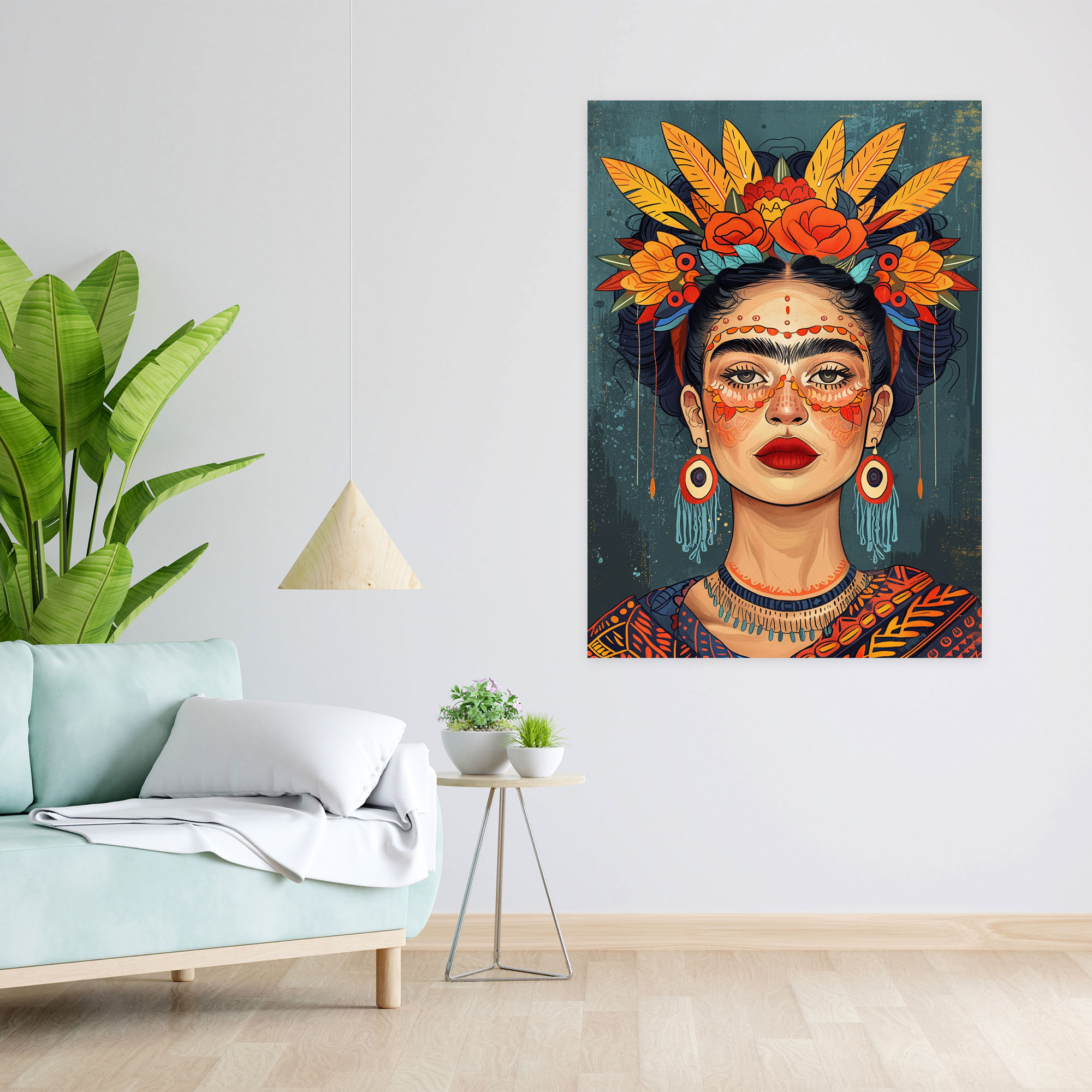 Indigenous Frida Kahlo Style Wall Art - Frida Kahlo, Canvas, Canvas Wall Art, Wall Decoration