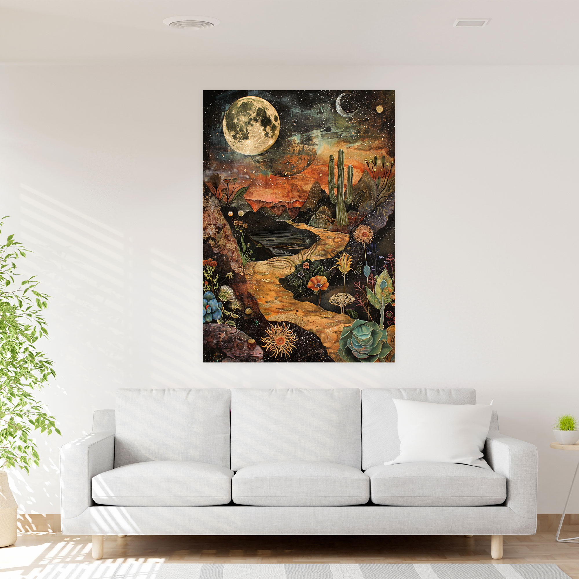 Earthy Frida Kahlo Style Canvas Print - Frida Kahlo, Home Decoration, Wall Art, Canvas
