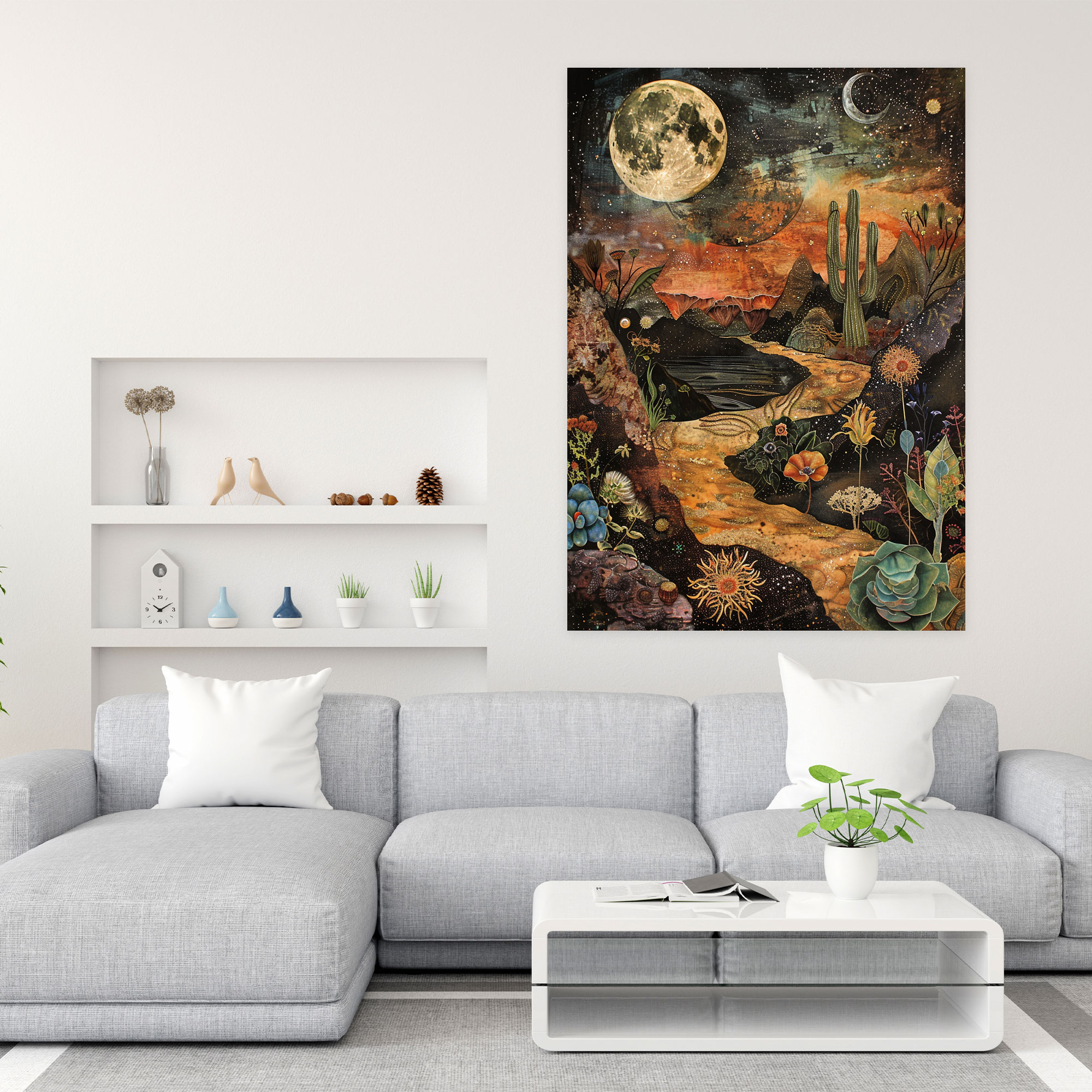 Earthy Frida Kahlo Style Canvas Print - Frida Kahlo, Home Decoration, Wall Art, Canvas