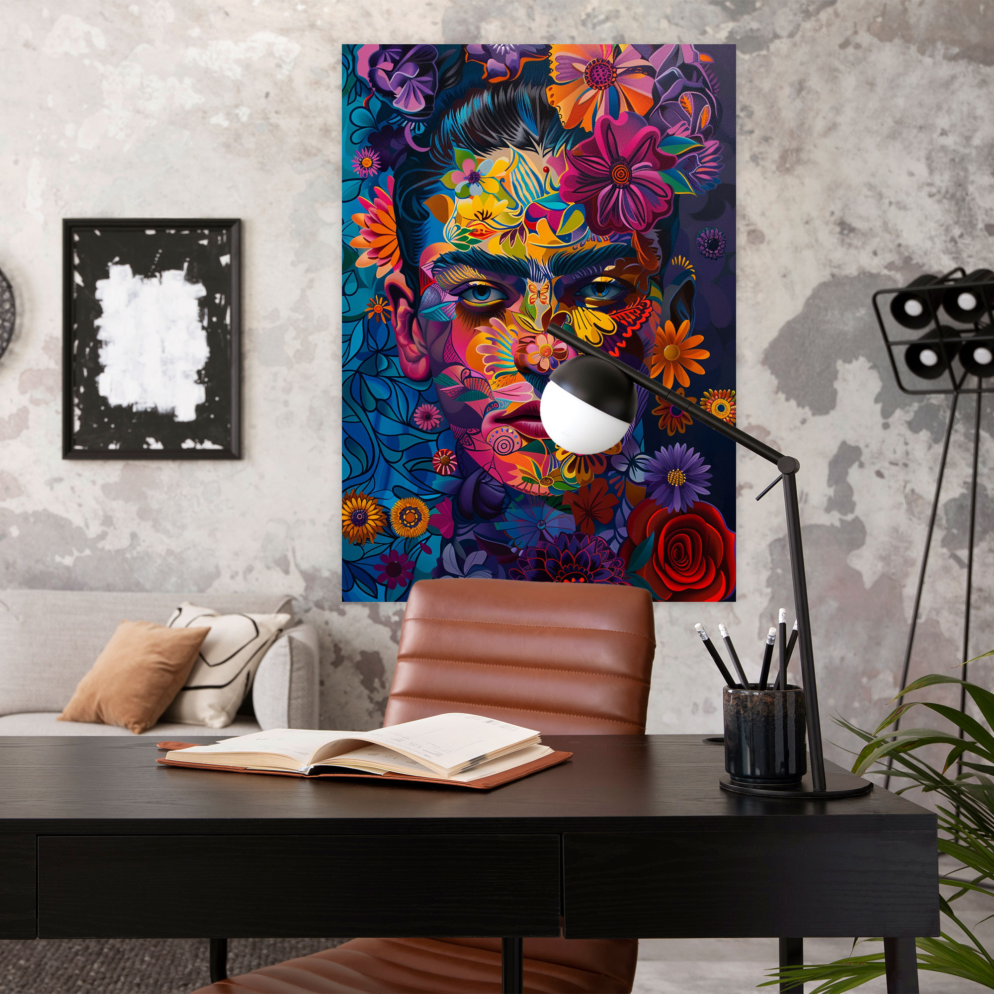 Vibrant Frida Kahlo Style Wall Decoration - Frida Kahlo, Vibrant Colors, Canvas Wall Art, Frida Kahlo Style
