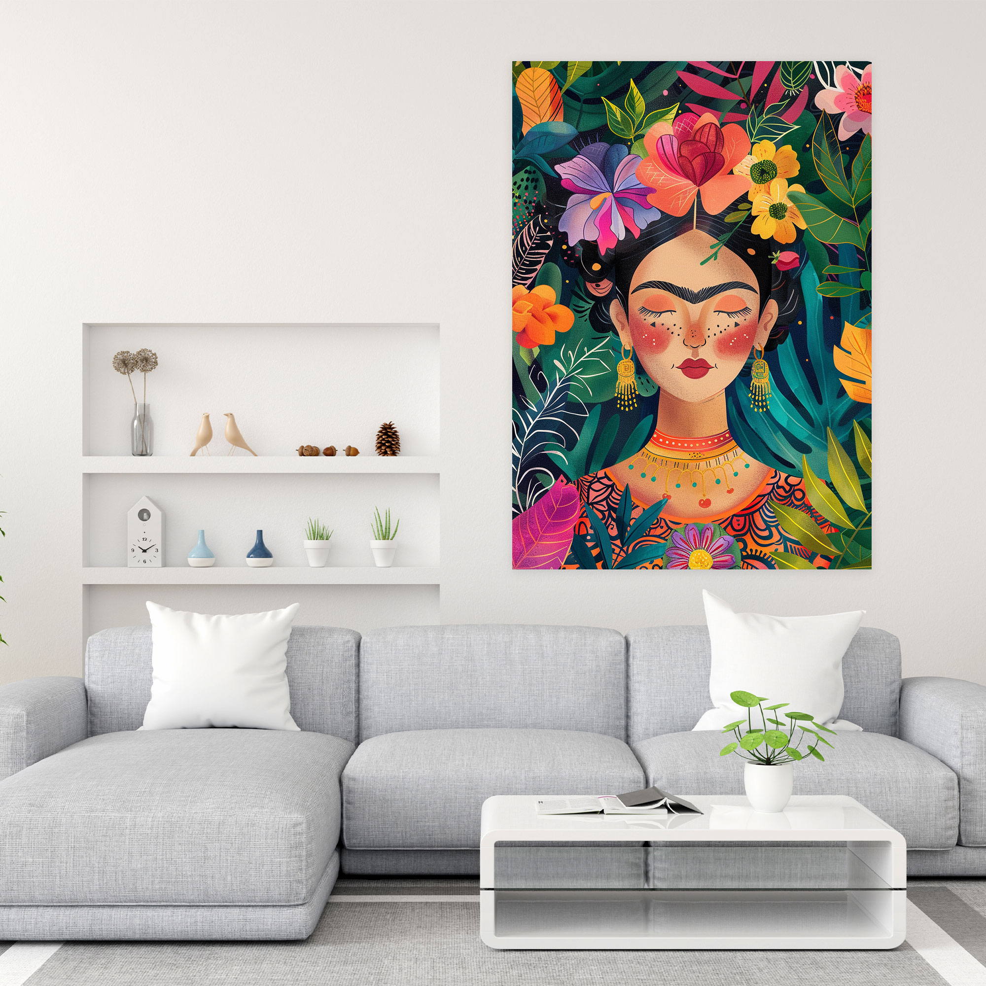 Frida Kahlo Style Canvas Print - Frida Kahlo, Home Decoration, Canvas Print, Frida Kahlo Style