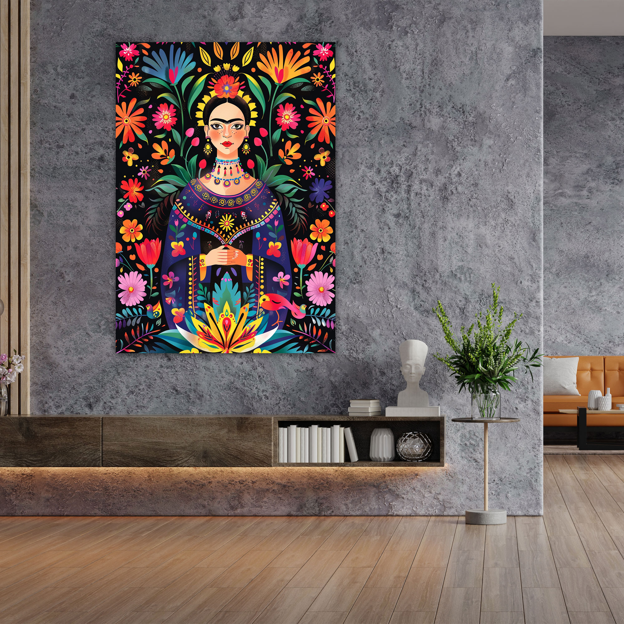 Frida Kahlo Tarzı Duvar Dekorasyonu - Ev Dekorasyonu Kanvas Tablo Sanatı