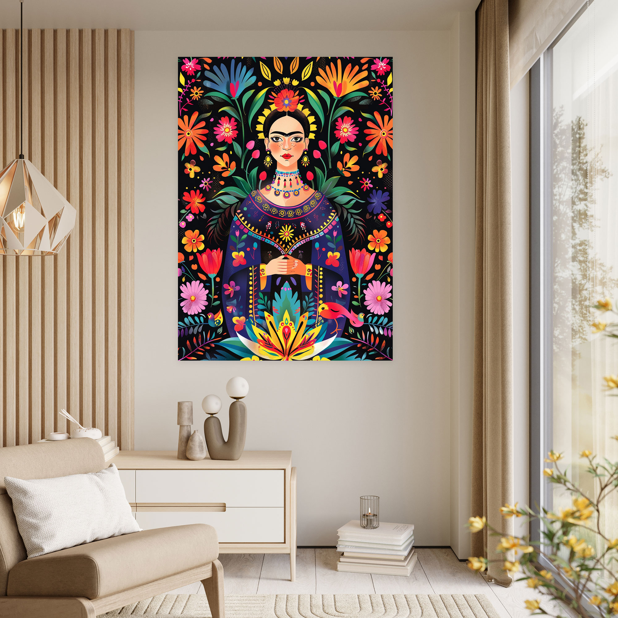 Frida Kahlo Tarzı Duvar Dekorasyonu - Ev Dekorasyonu Kanvas Tablo Sanatı