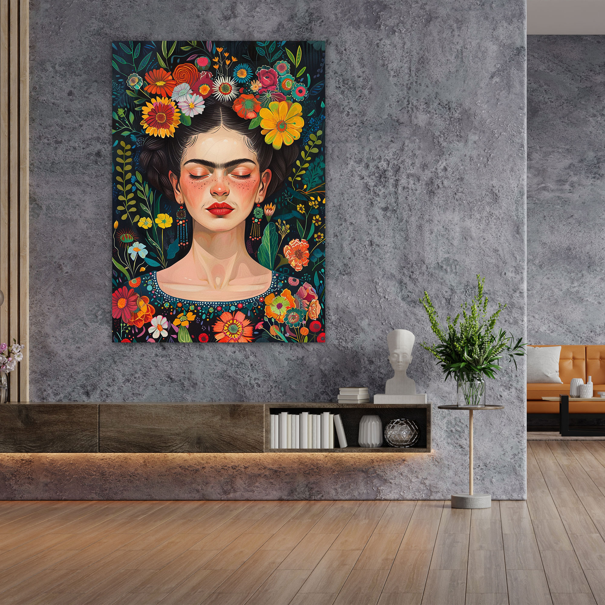 Frida Kahlo Style Canvas Print - Frida Kahlo, Wall Art, Home Decoration, Frida Kahlo Style