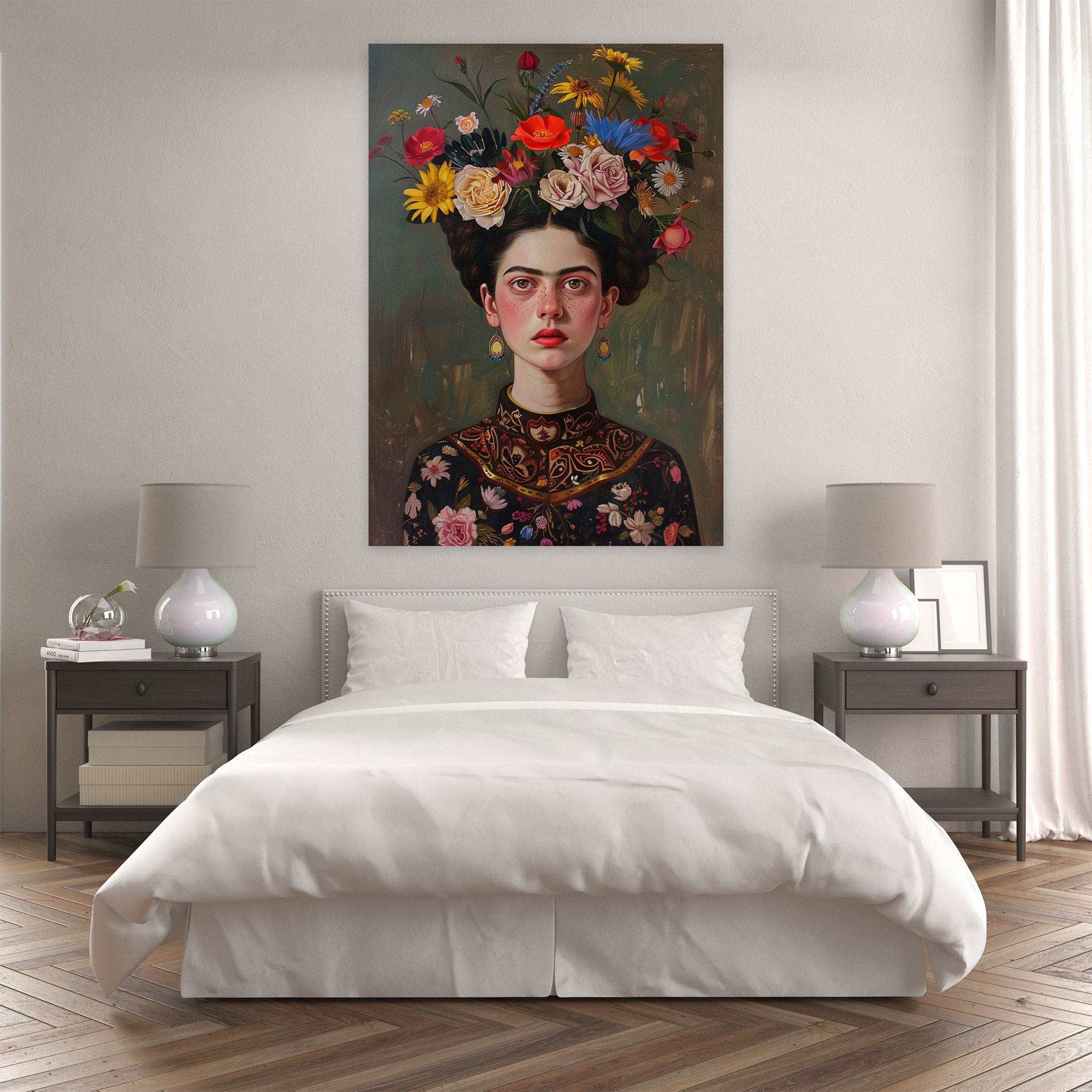 Frida Kahlo Style Canvas Print - Frida Kahlo, Wall Decoration, Canvas Print, Home Decoration