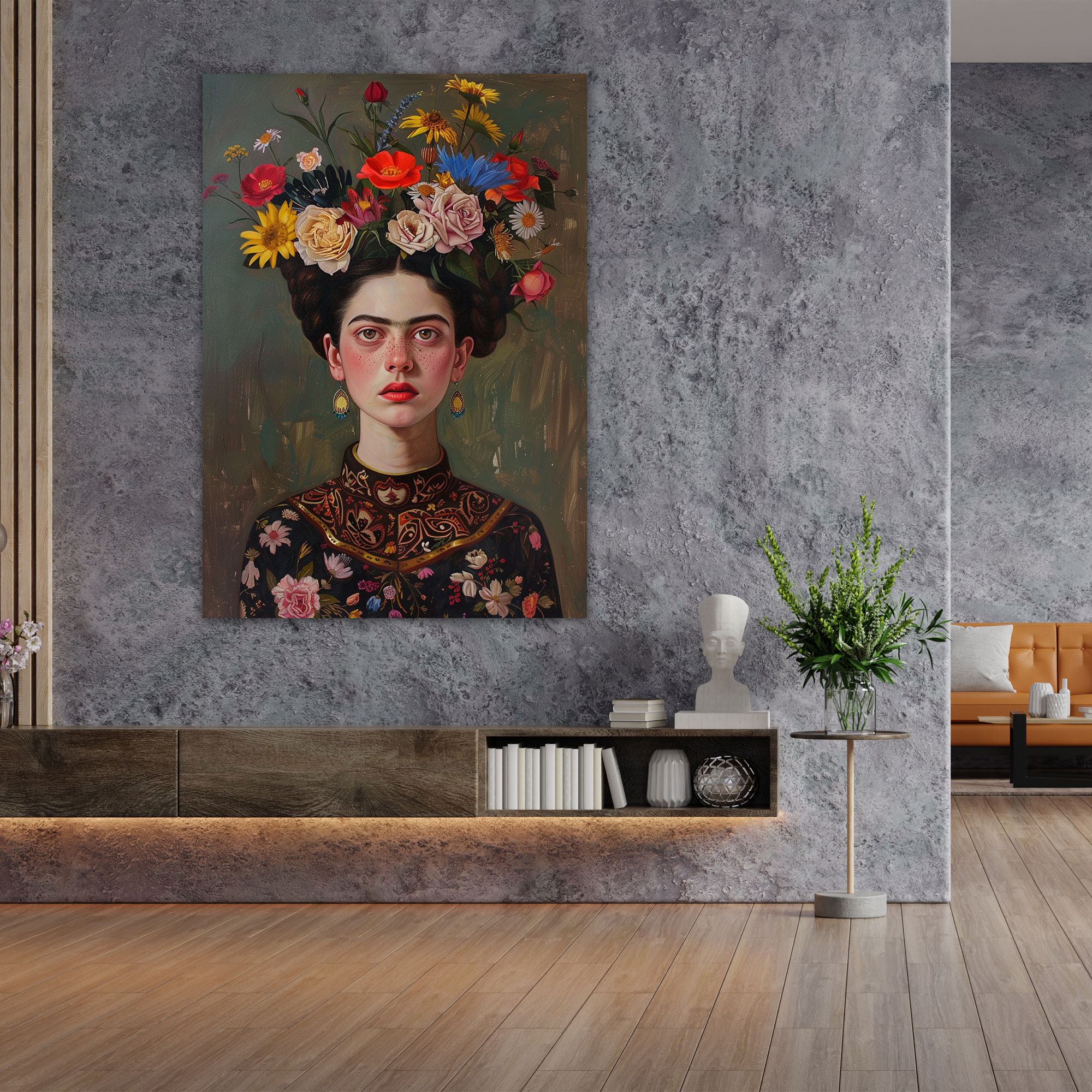 Frida Kahlo Style Canvas Print - Frida Kahlo, Wall Decoration, Canvas Print, Home Decoration