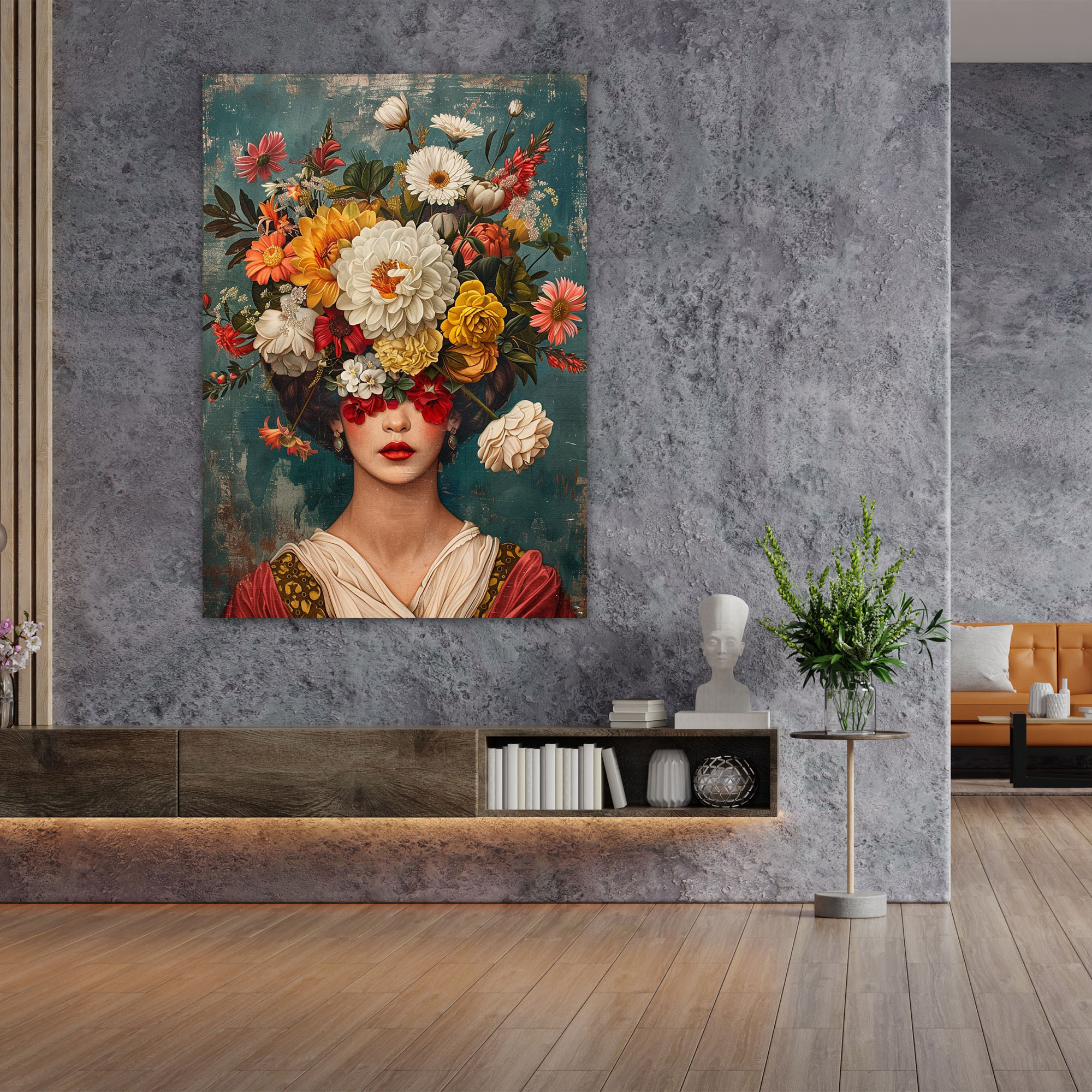 Frida Kahlo Tarzı Kanvas Tablo - Ev Dekorasyonu Duvar Sanatı