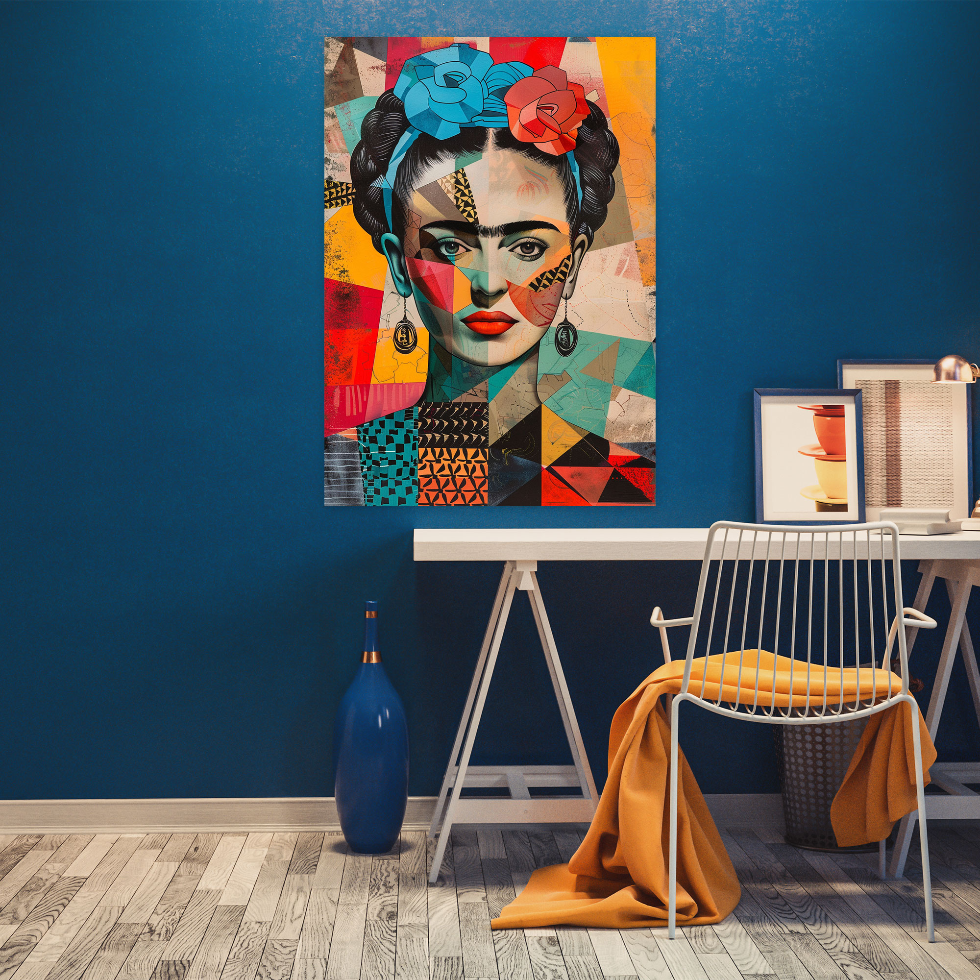 Frida Kahlo Style Geometric Canvas Print - Frida Kahlo, Wall Art, Home Decoration, Frida Kahlo Style