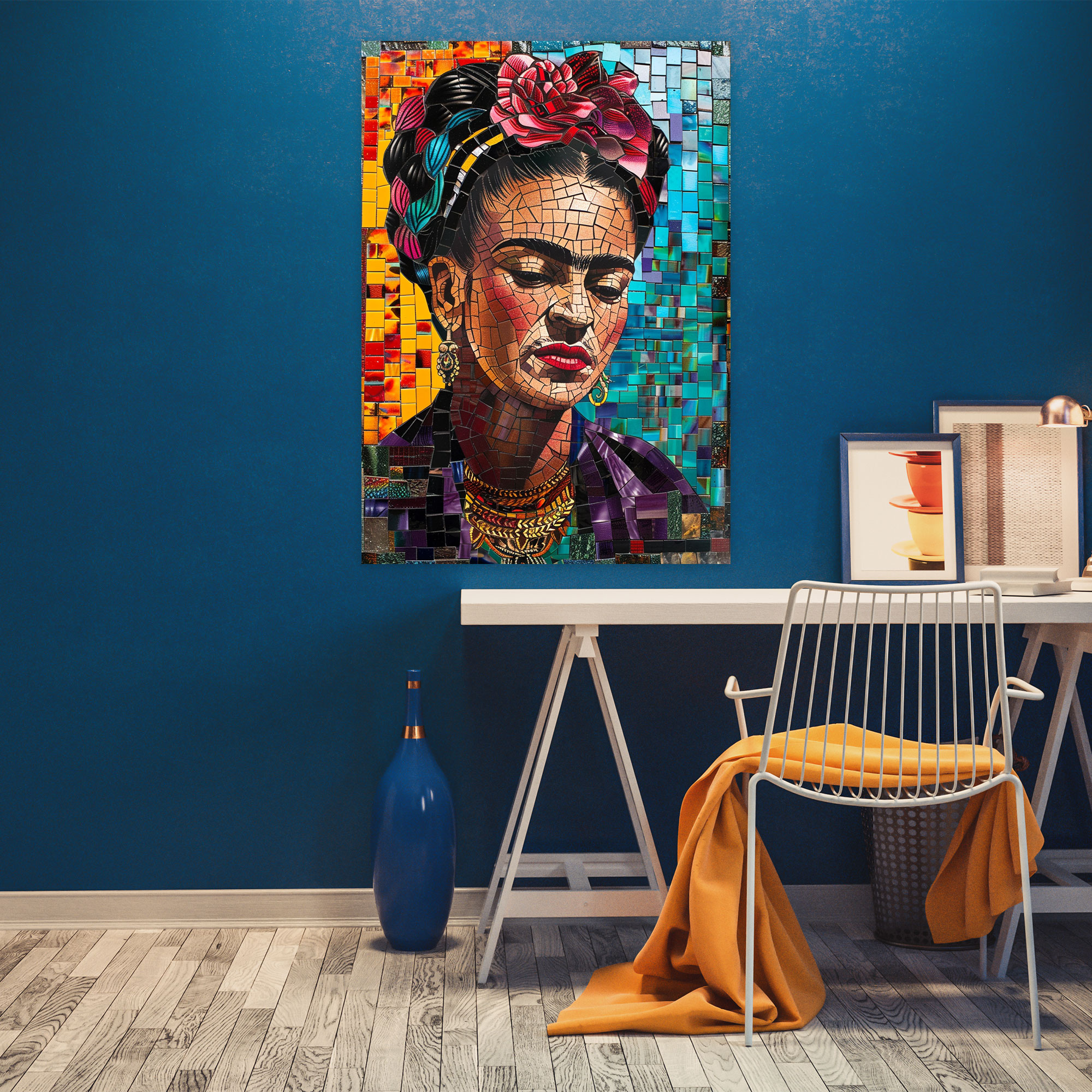 Frida Kahlo Style Mosaic Wall Decoration - Frida Kahlo, Canvas Print, Frida Kahlo Style, Wall Decoration