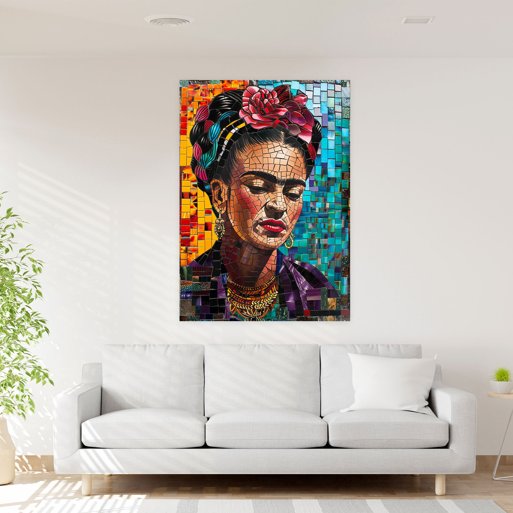 Frida Kahlo Style Mosaic Wall Decoration - Frida Kahlo, Canvas Print, Frida Kahlo Style, Wall Decoration