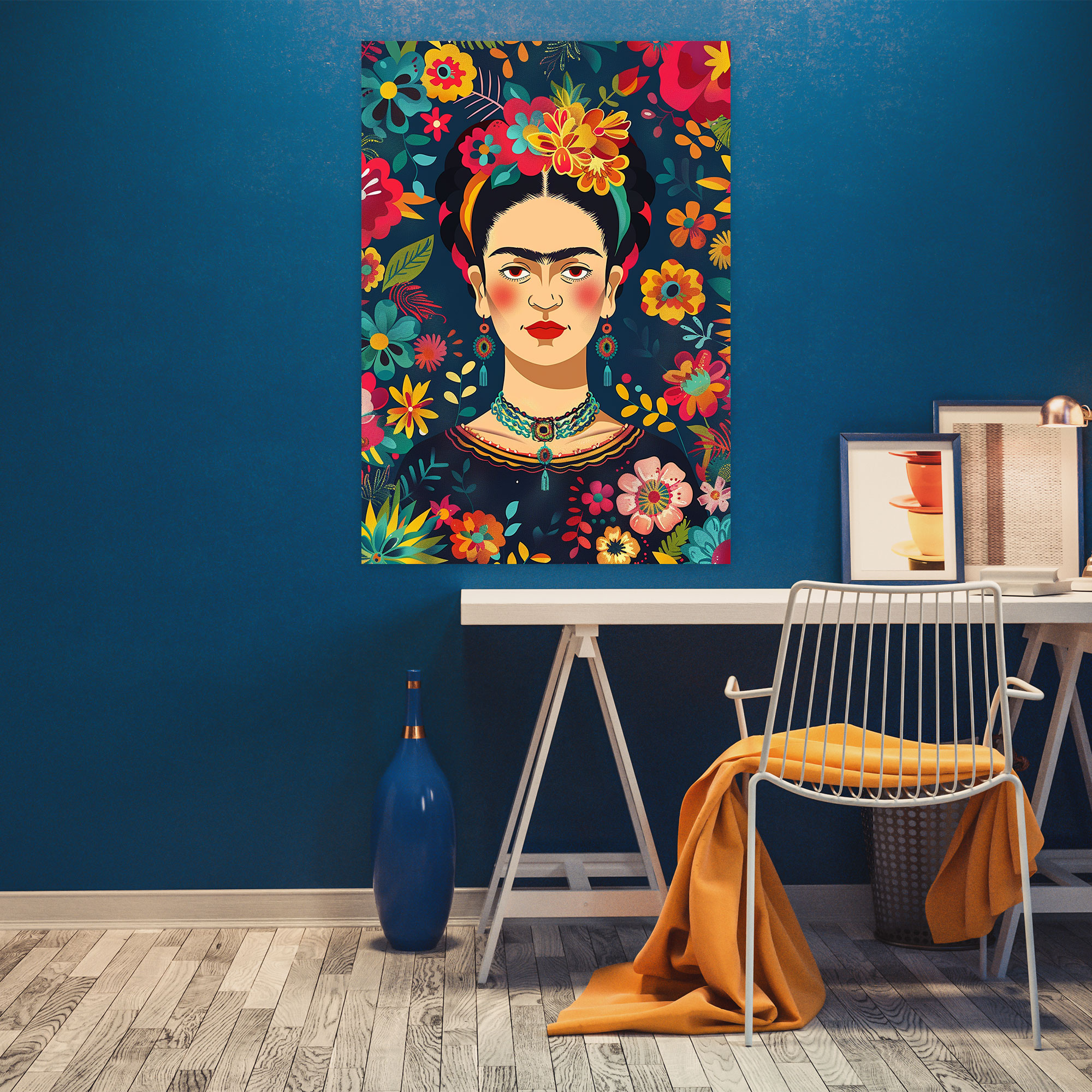 Frida Kahlo Tarzı Kanvas Tablo - Frida Kahlo Duvar Dekorasyonu