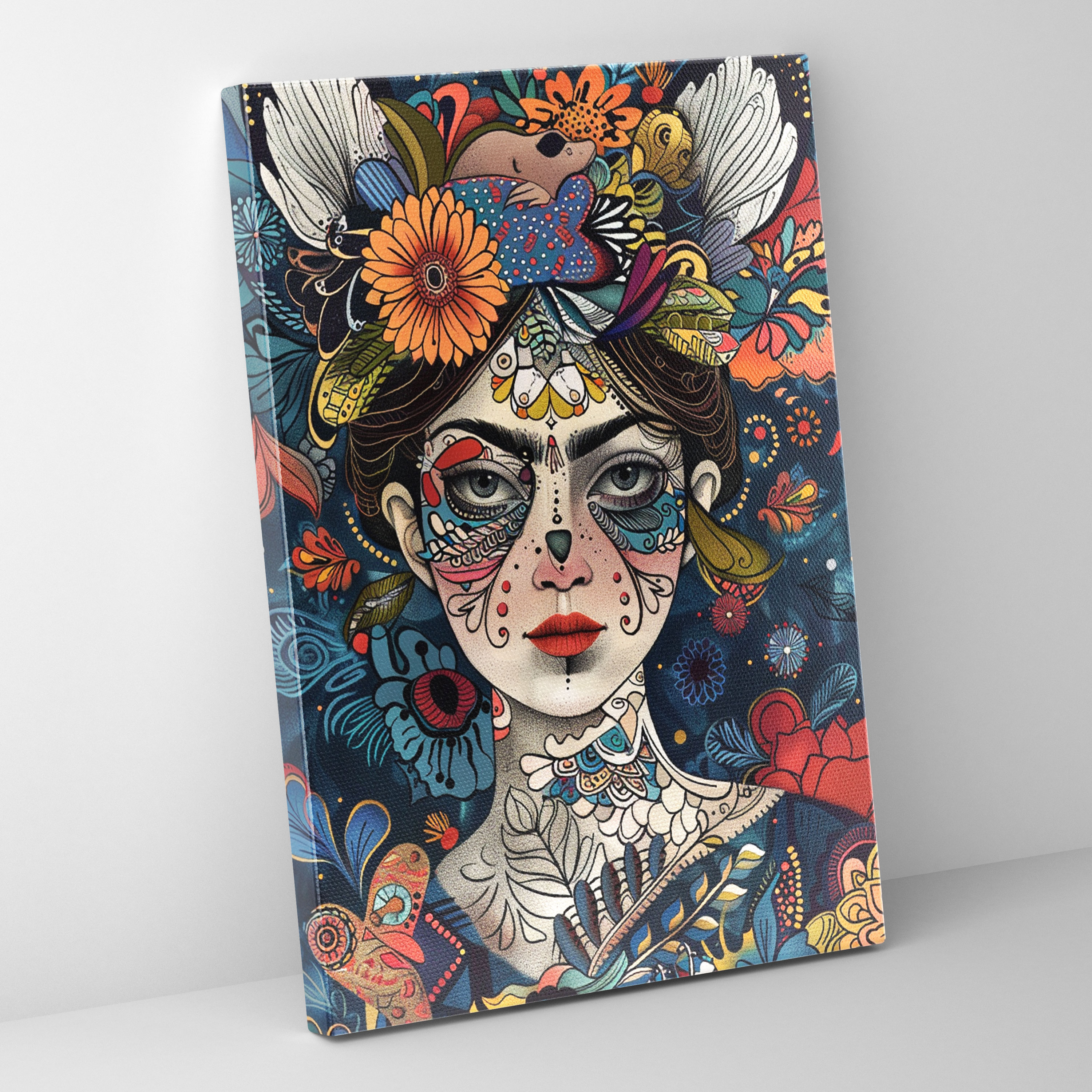Frida Kahlo Style Canvas Print - Frida Kahlo, Canvas Print, Wall Art, Frida Kahlo Style