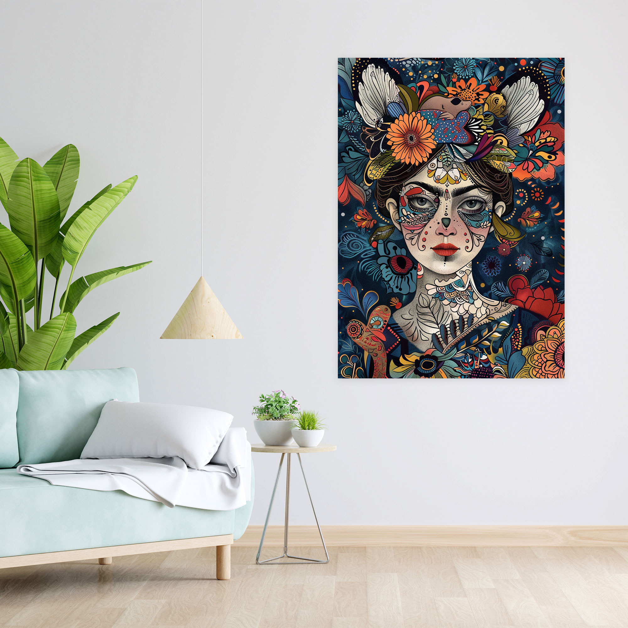 Frida Kahlo Style Canvas Print - Frida Kahlo, Canvas Print, Wall Art, Frida Kahlo Style
