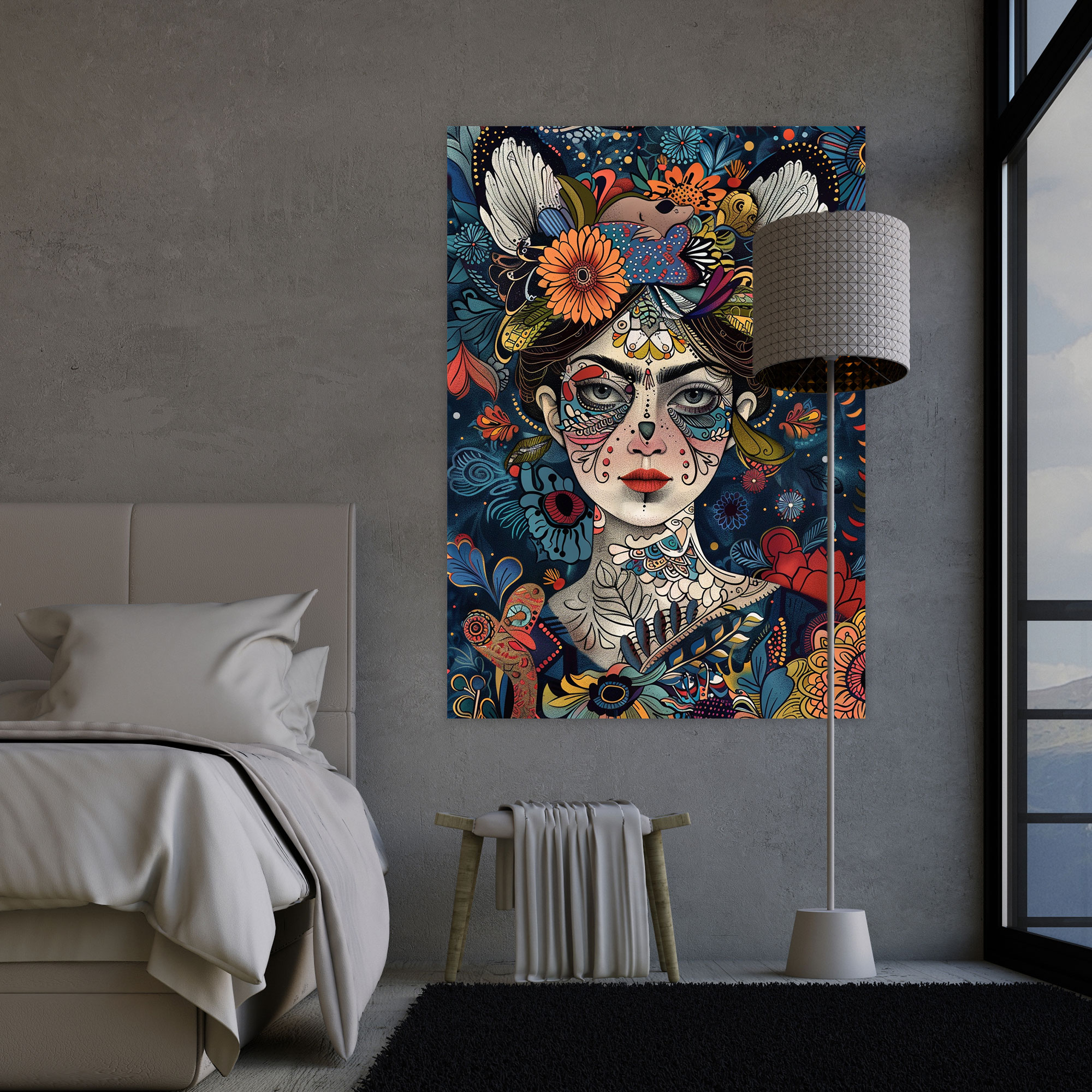 Frida Kahlo Style Canvas Print - Frida Kahlo, Canvas Print, Wall Art, Frida Kahlo Style