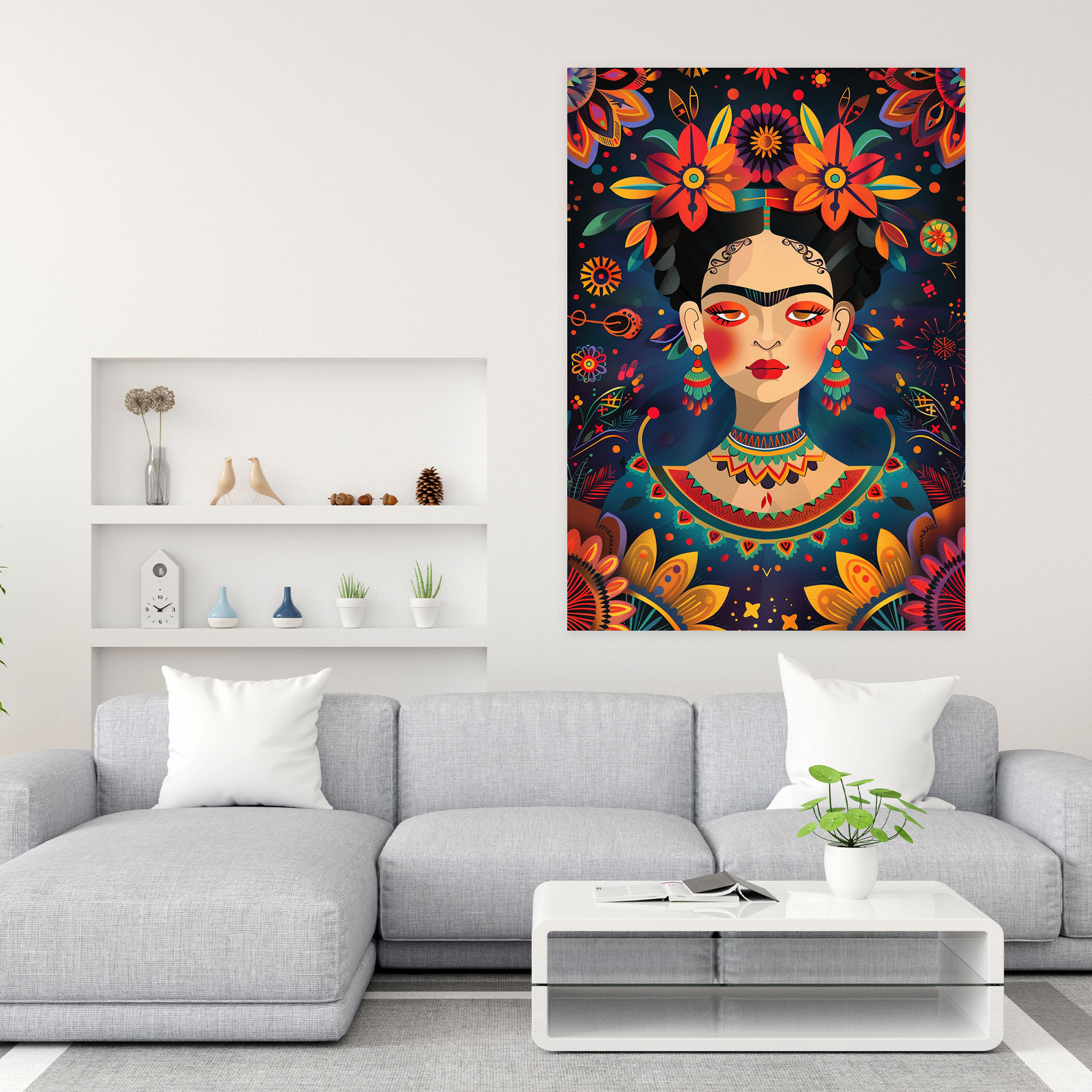 Frida Kahlo Style Canvas Print - Frida Kahlo, Wall Decoration, Canvas Wall Art, Wall Art
