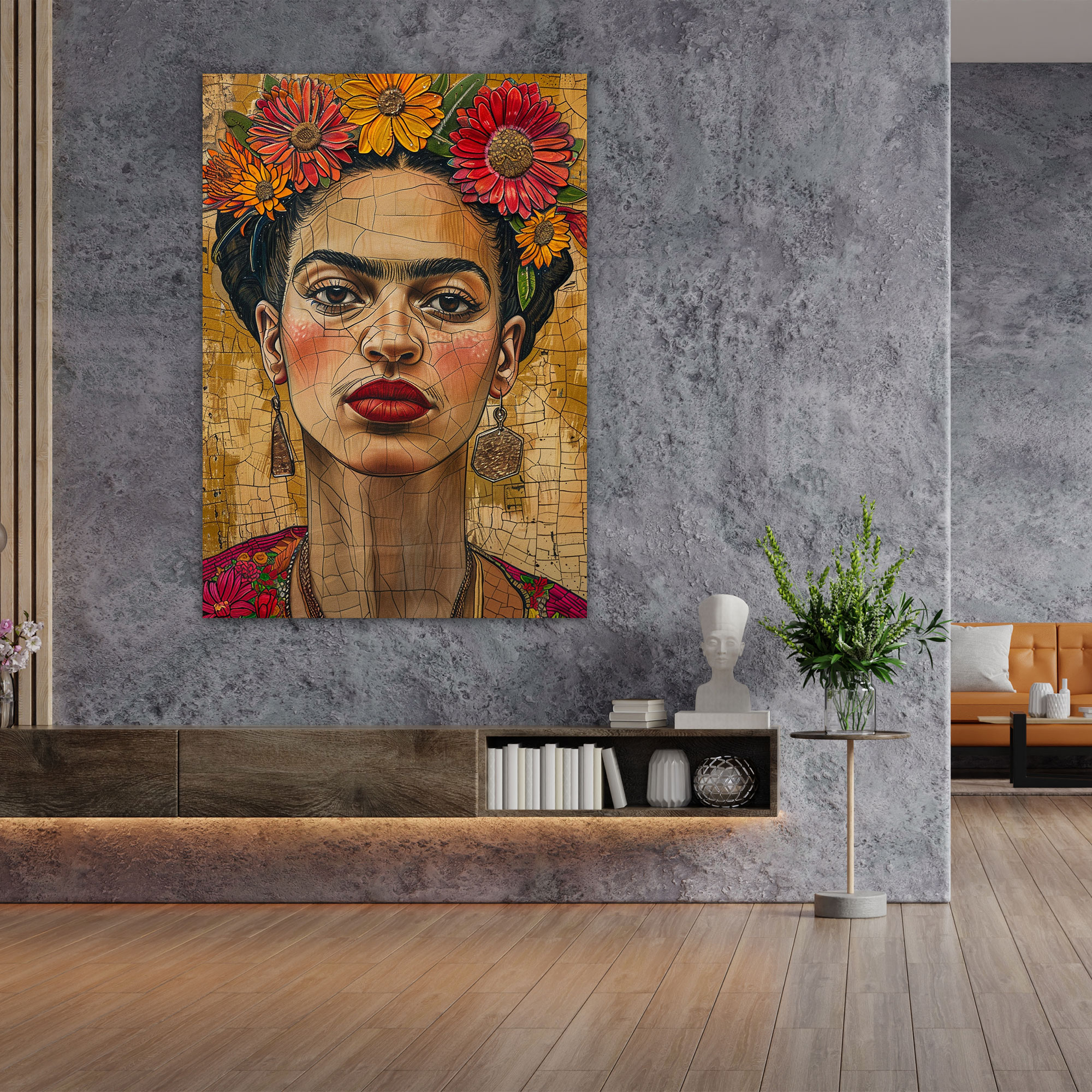 Frida Kahlo Style Canvas Print - Frida Kahlo, Wall Art, Home Decoration, Canvas Wall Art