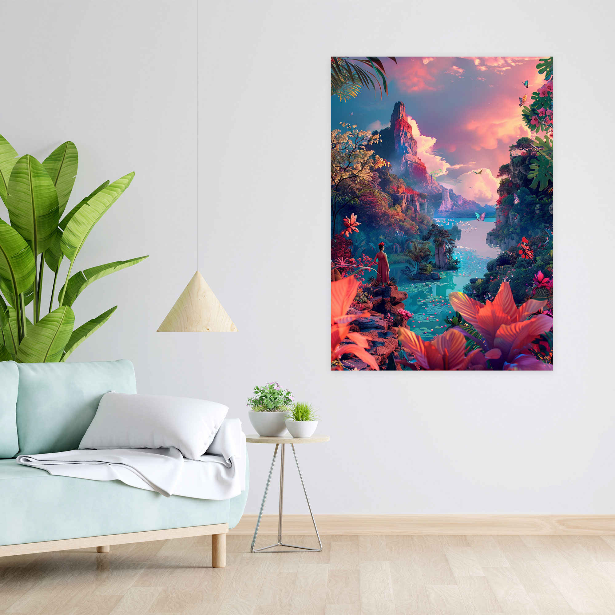 Frida Kahlo Style Canvas Print - Frida Kahlo, Wall Art, Home Decoration, Canvas