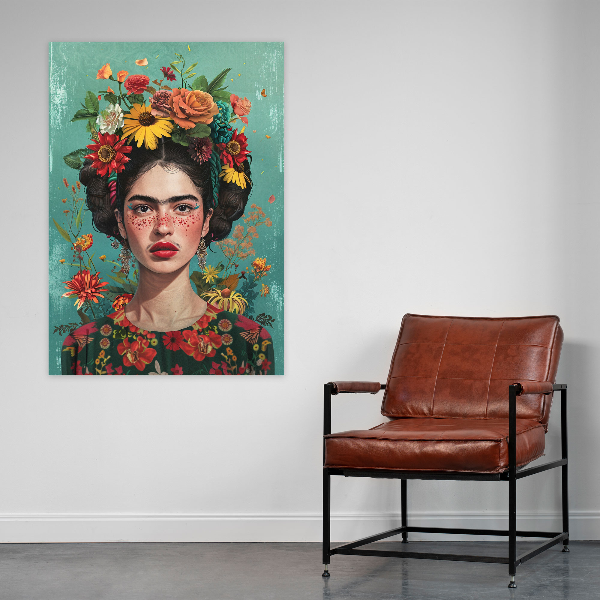 Frida Kahlo Style Canvas Print - Frida Kahlo, Home Decoration, Wall Art, Canvas Wall Art