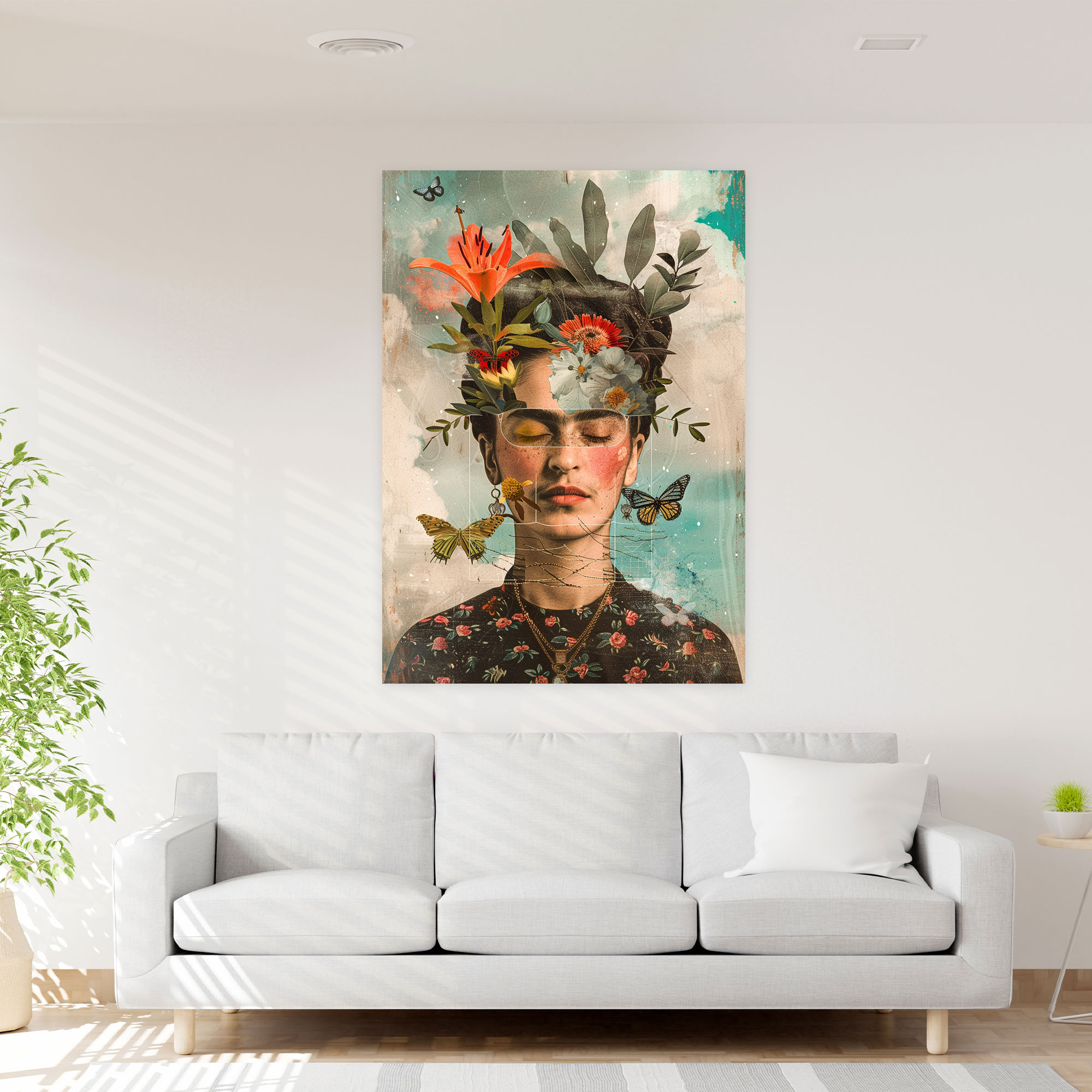 Frida Kahlo Tarzı Kanvas Tablo - Ev Dekorasyonu Duvar Sanatı